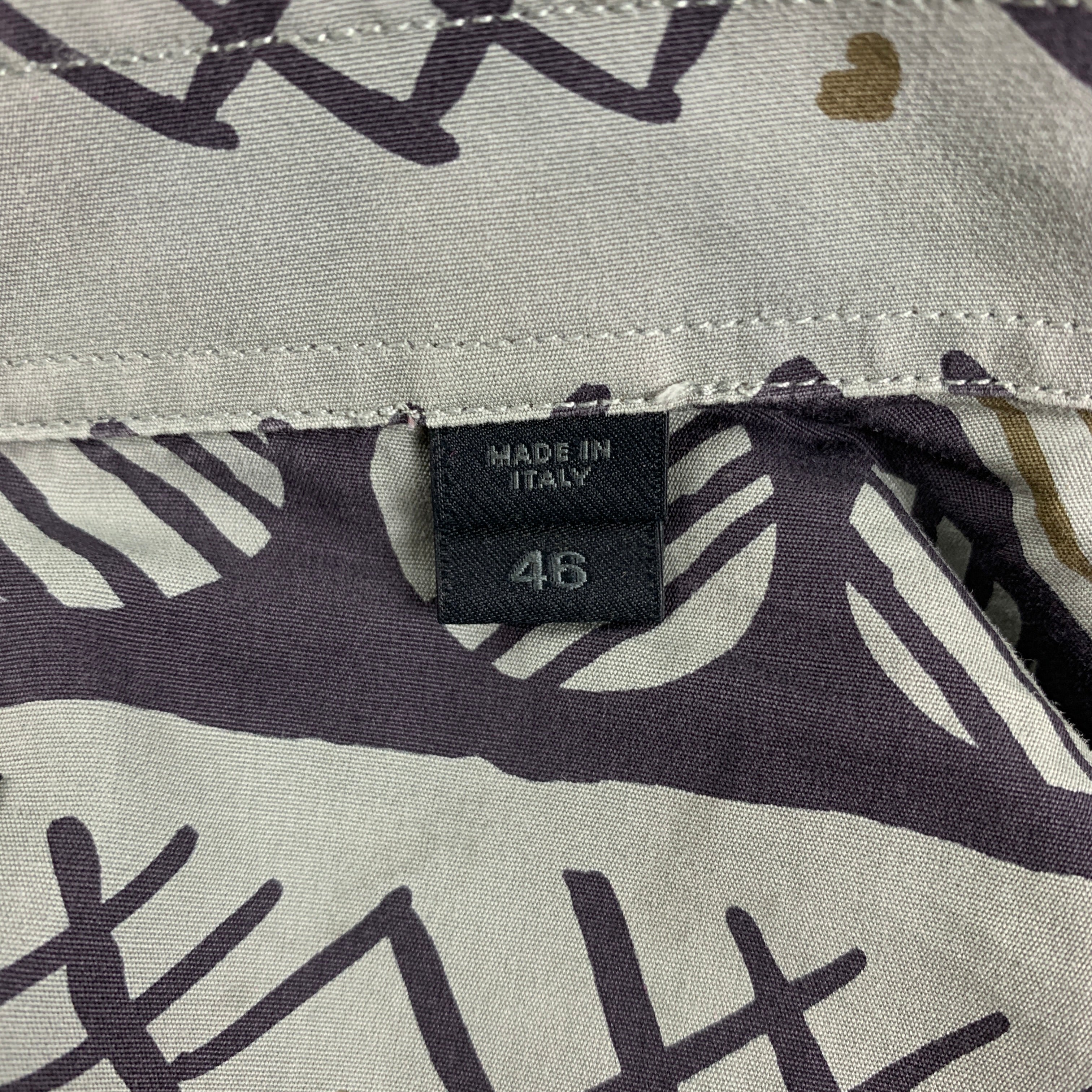 BURBERRY PRORSUM Spring 2013 Size XL Green Black Print Cotton Long Sleeve Shirt - Image 7