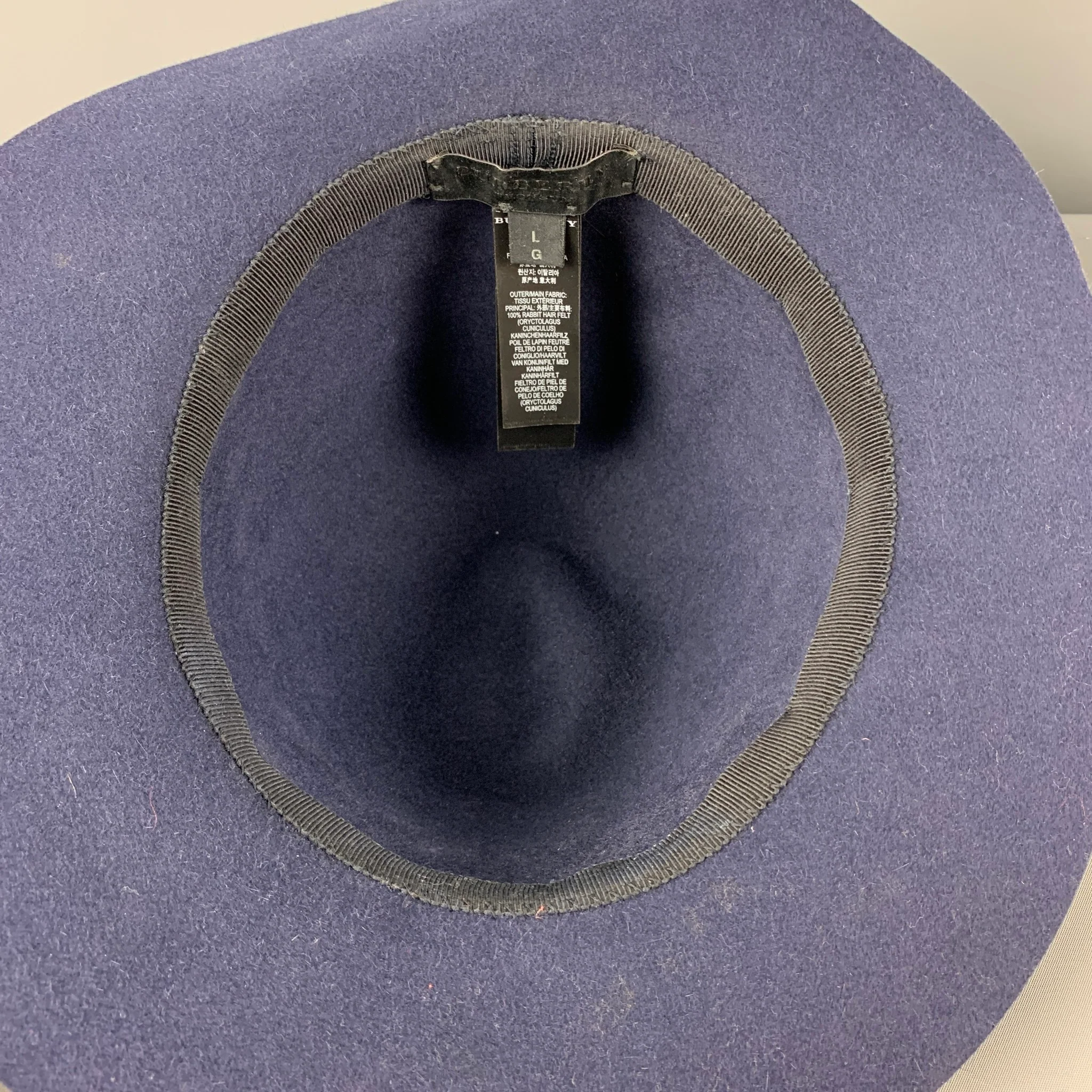 BURBERRY PRORSUM Spring 2015 Size L Navy Blue Rabbit Felt Hats - Image 5