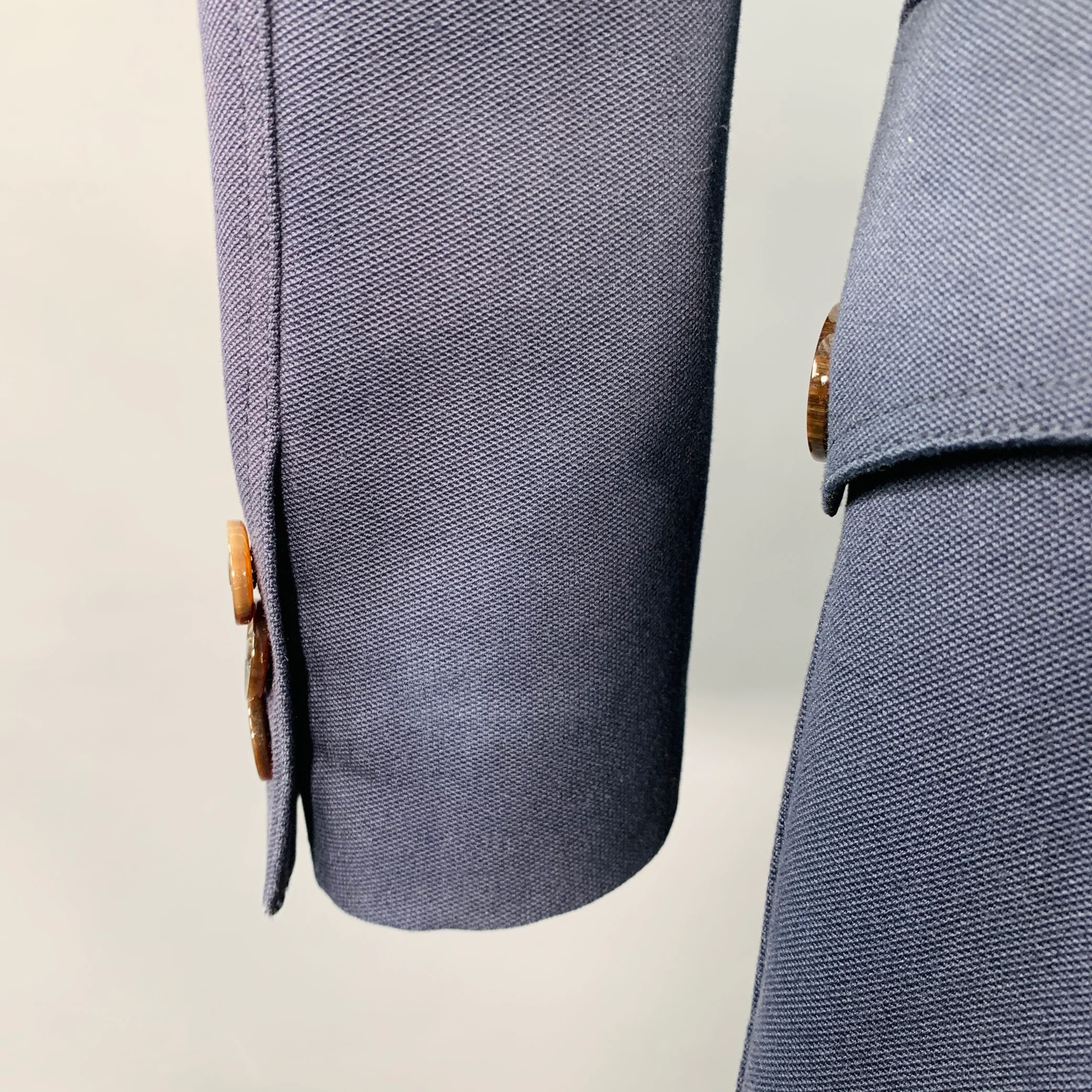 BURBERRY PRORSUM SS07 Size 38 Navy Rhinestone Cotton Wool Military Style Peacoat - Image 11