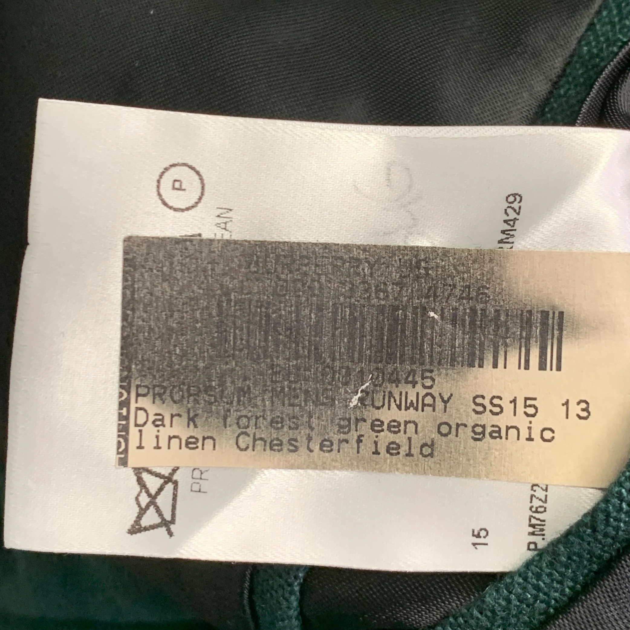BURBERRY PRORSUM SS15 Size 44 Green Linen Double Breasted Coat - Image 9