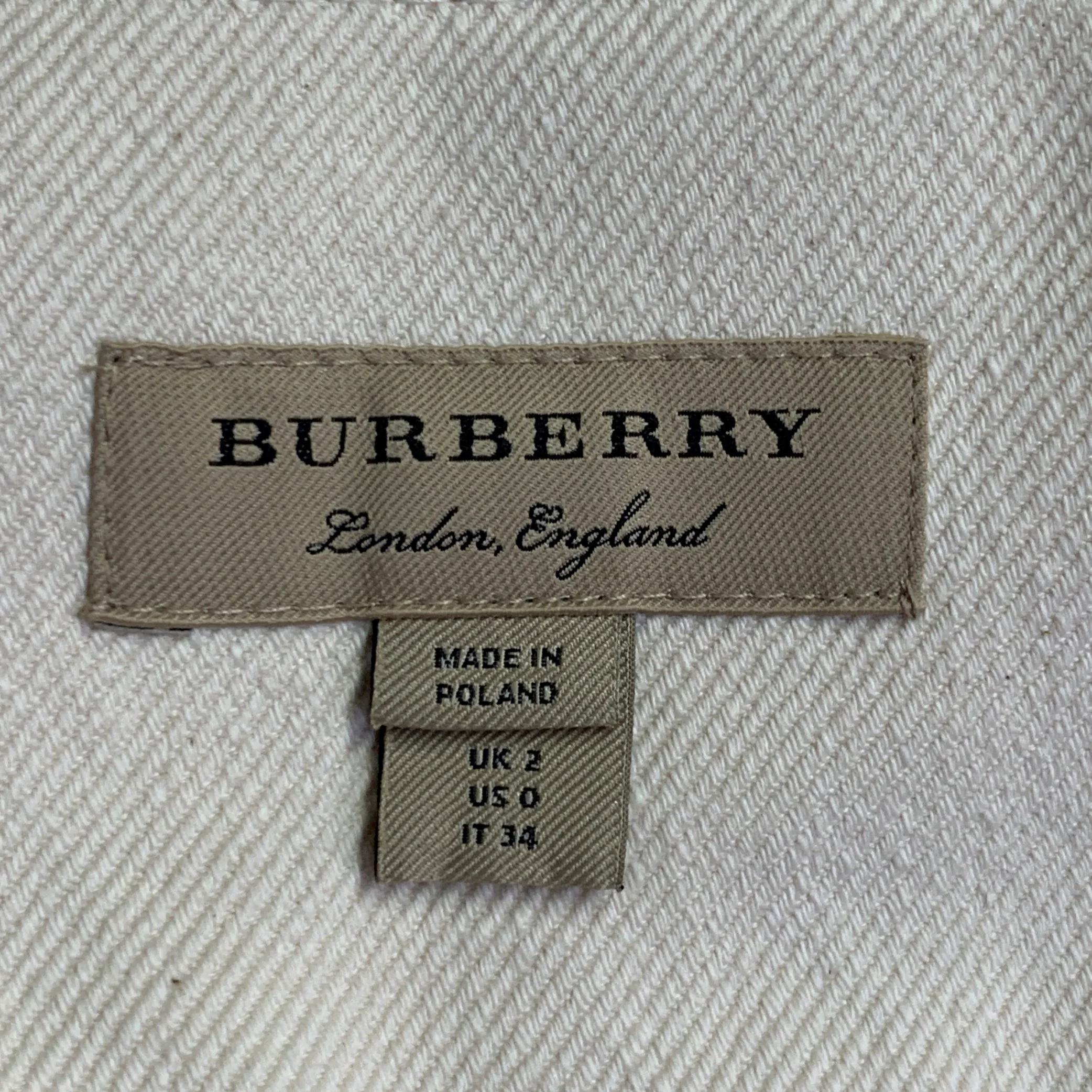BURBERRY Size 0 Cream Red Blue Cotton Twill Stripe Midi Skirt - Image 3