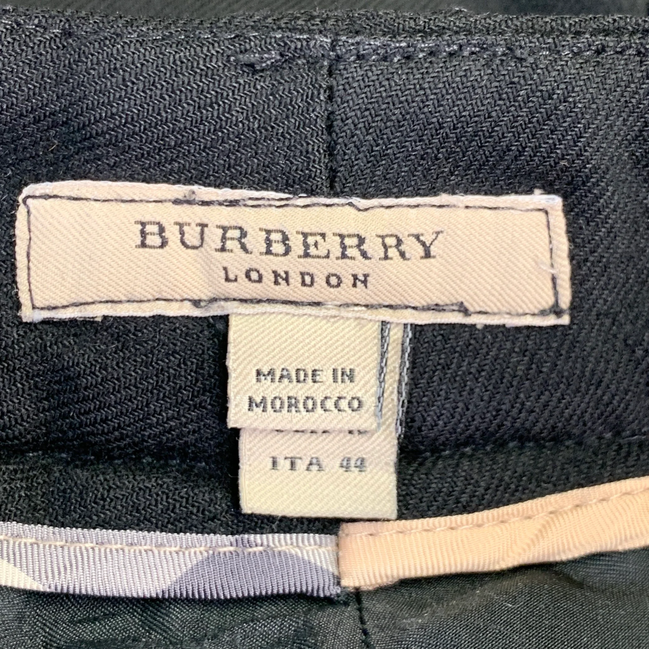 BURBERRY Size 10 Black Wool Blend Cuffed Wide Leg Dress Pants - Image 3