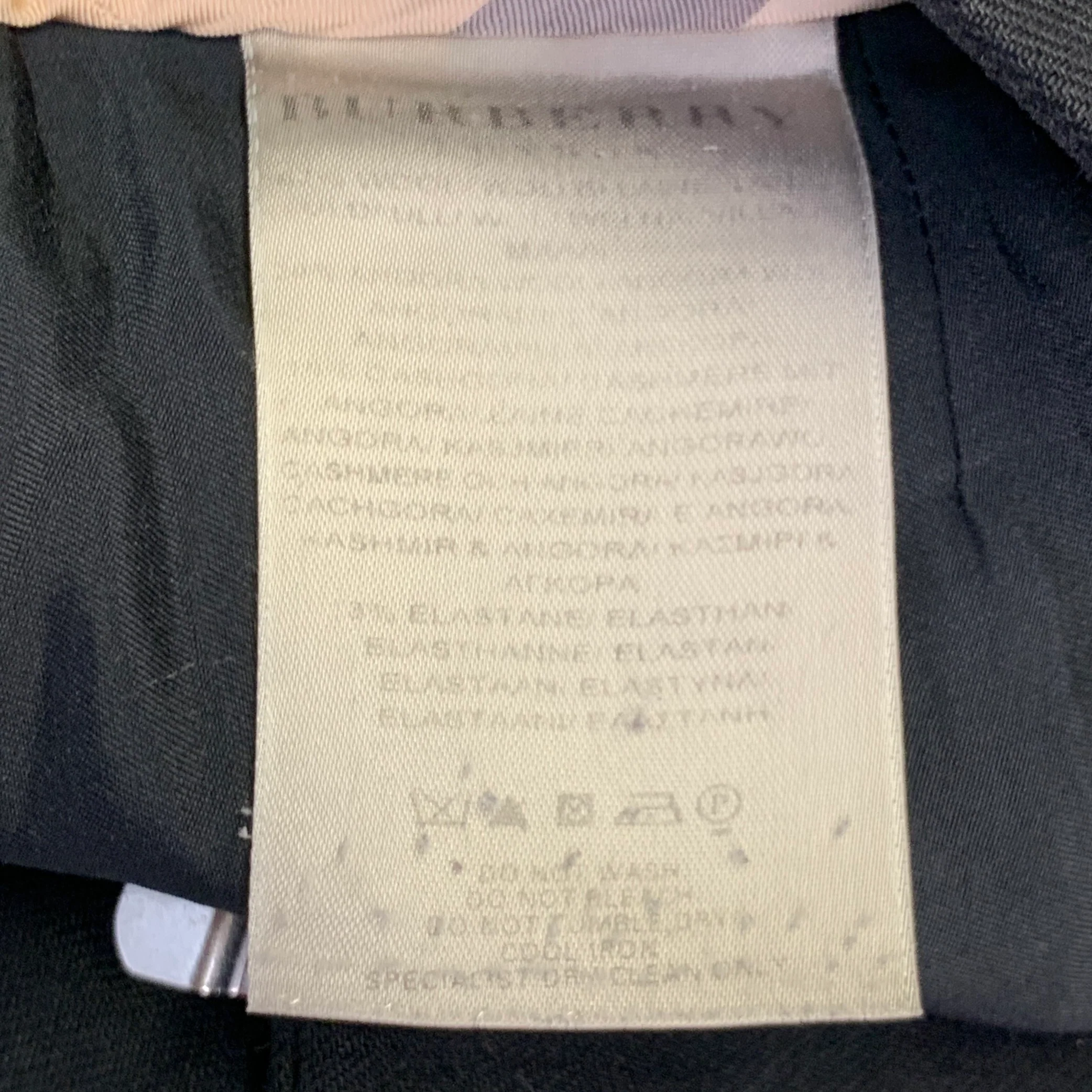 BURBERRY Size 10 Black Wool Blend Cuffed Wide Leg Dress Pants - Image 4
