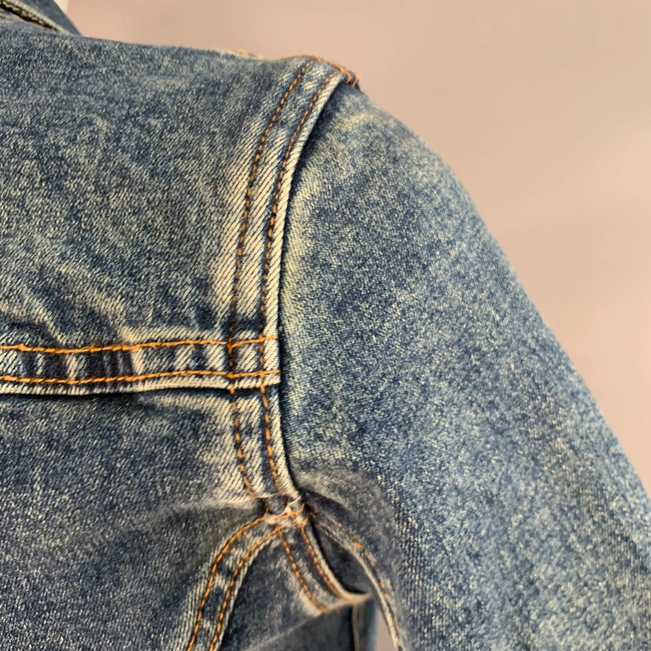BURBERRY Size 2 Blue Cotton Blend Denim Plaid Trim Button Up Jacket - Image 6