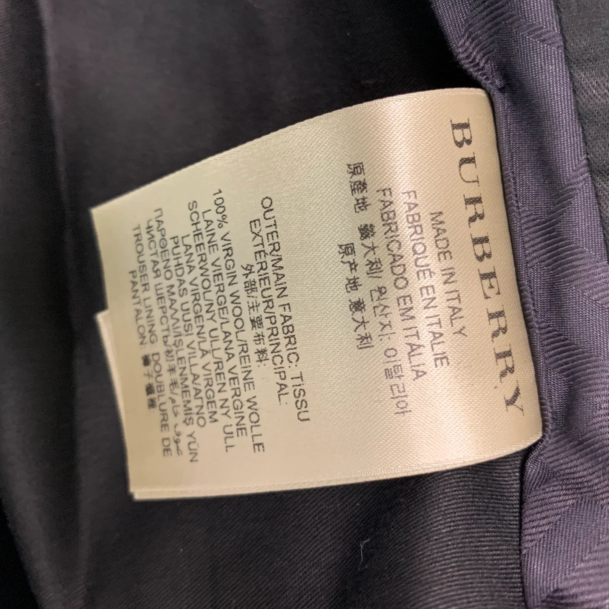BURBERRY Size 32 Black Virgin Wool Flat Front Dress Pants - Image 4