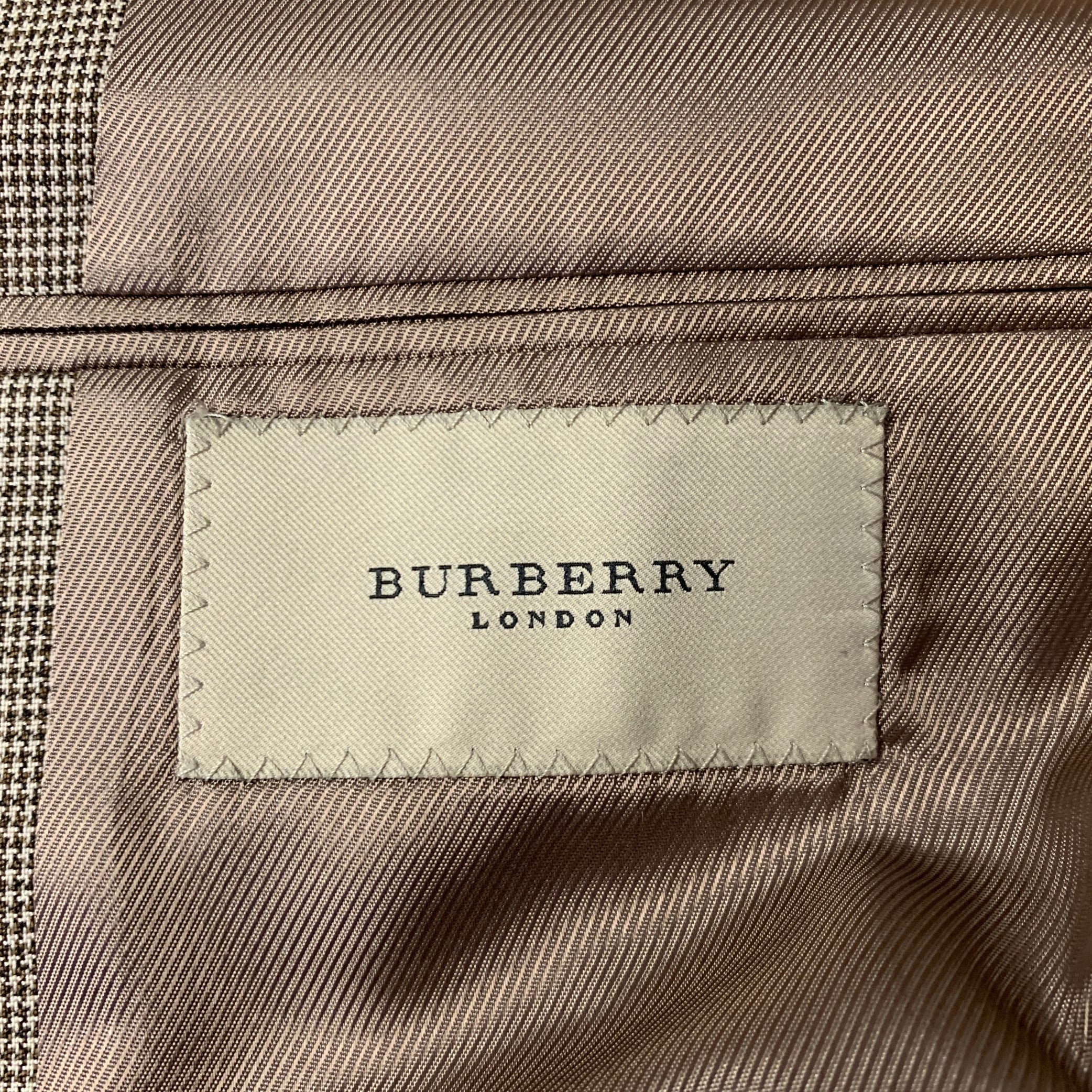 BURBERRY Size 38 Brown Houndstooth Wool Suit - Image 6