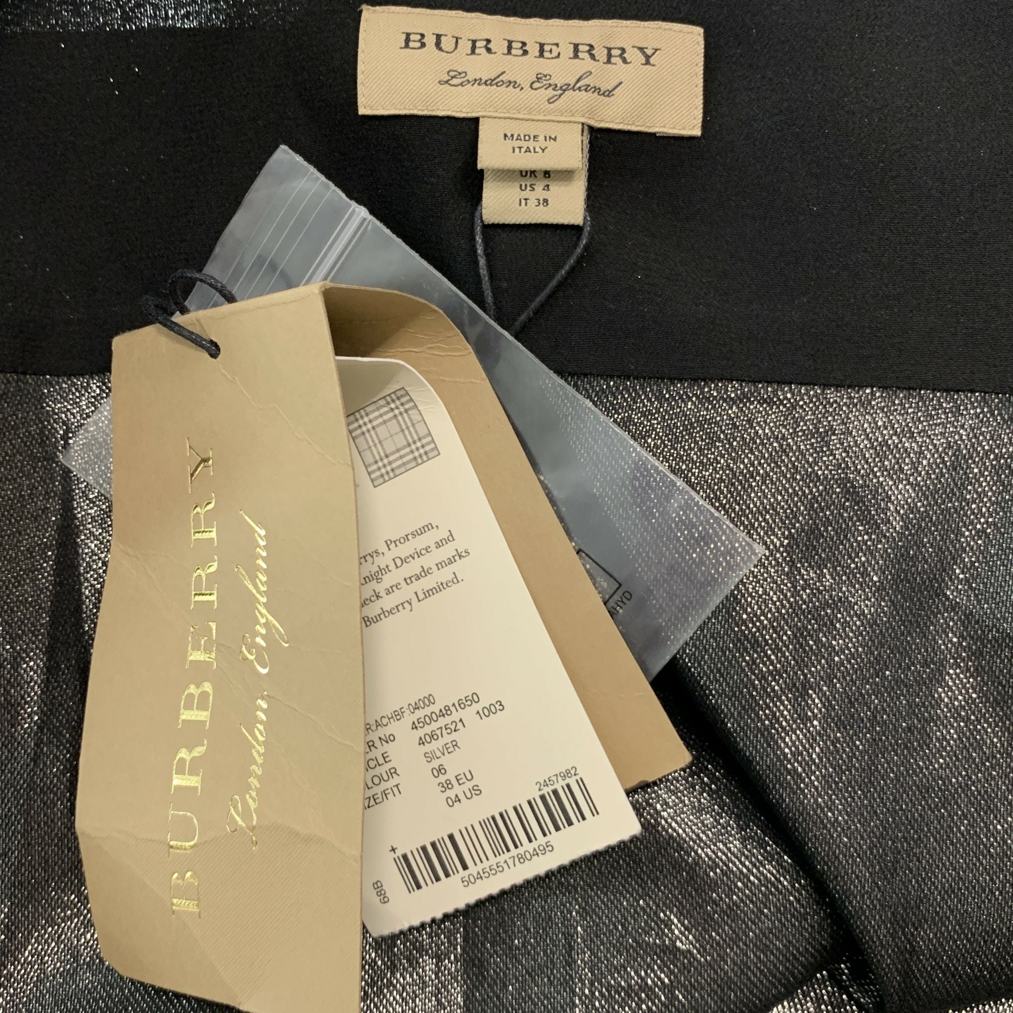 BURBERRY Size 4 Gold Silk Metallic Button Up Shirt - Image 4