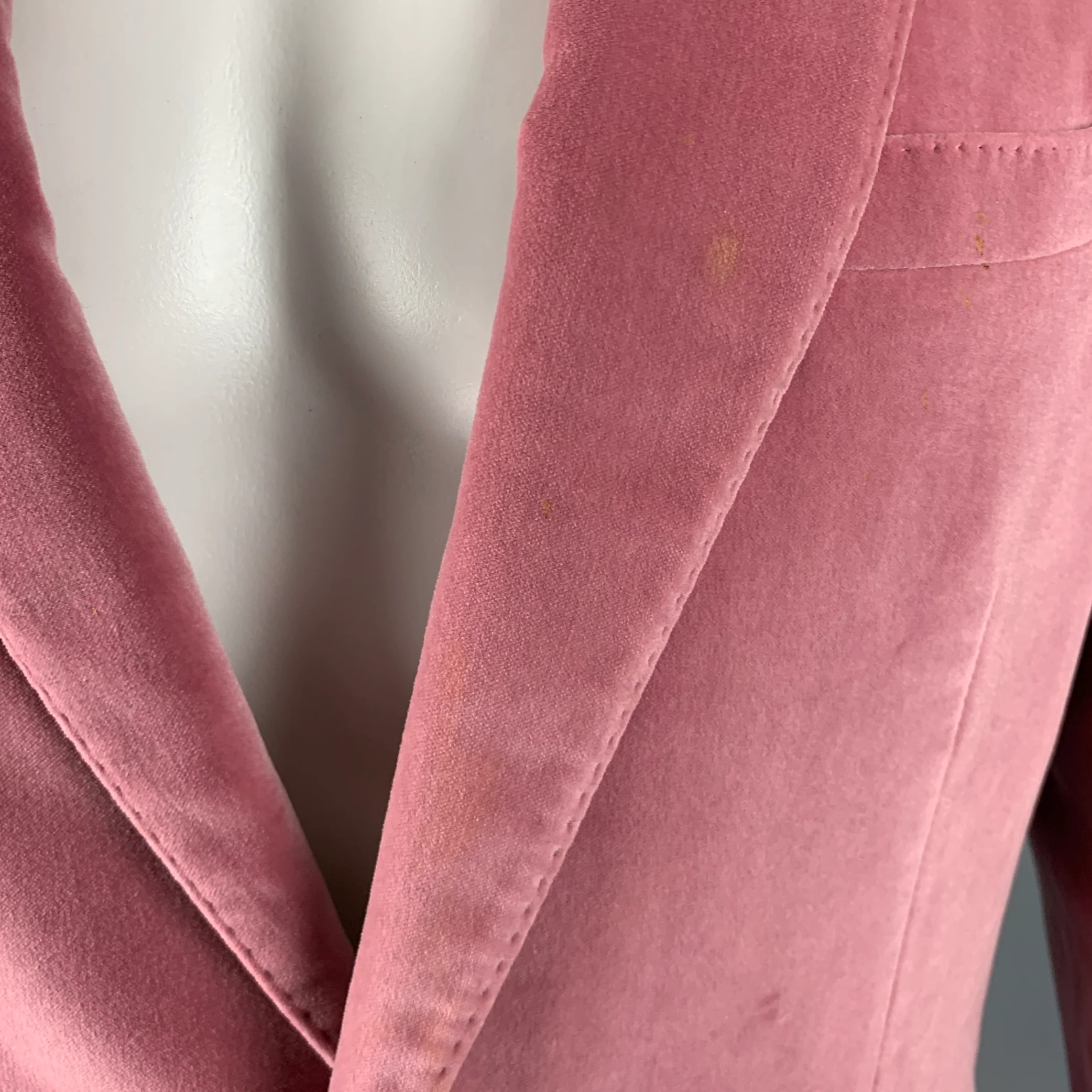 BURBERRY Size 40 Pink Velvet Notch Lapel Sport Coat - Image 6