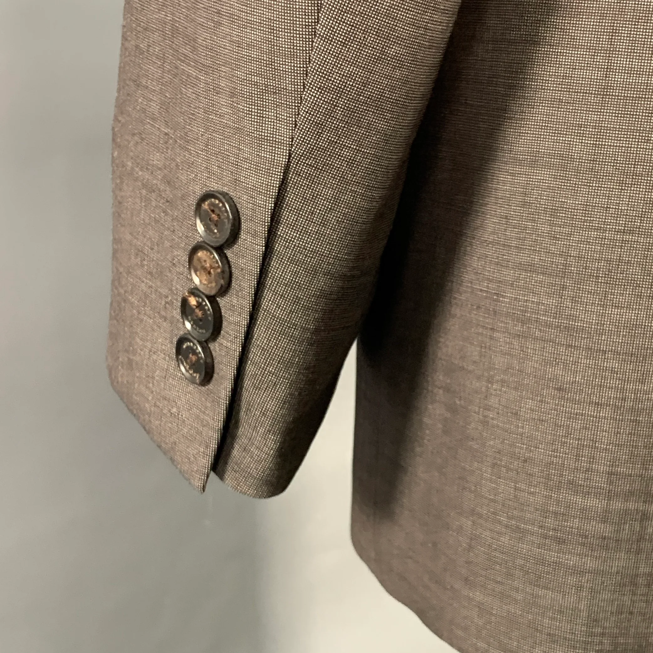 BURBERRY Size 46 Regular Grey Virgin Wool Notch Lapel Suit - Image 6