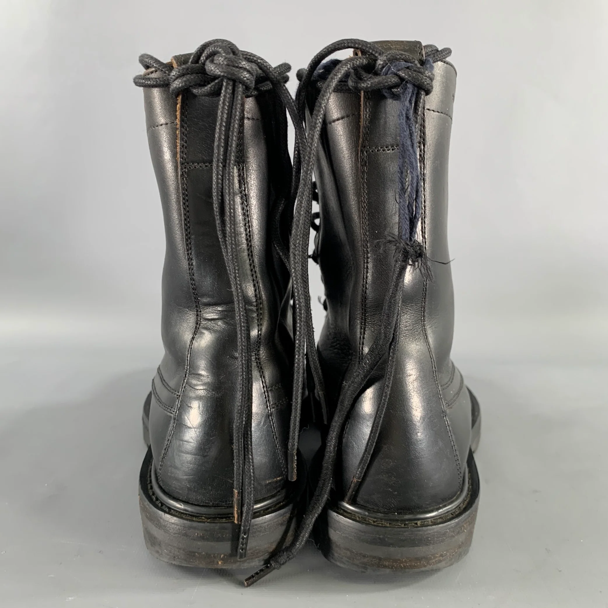 BURBERRY Size 8 Black Leather Lace Up Boots - Image 3