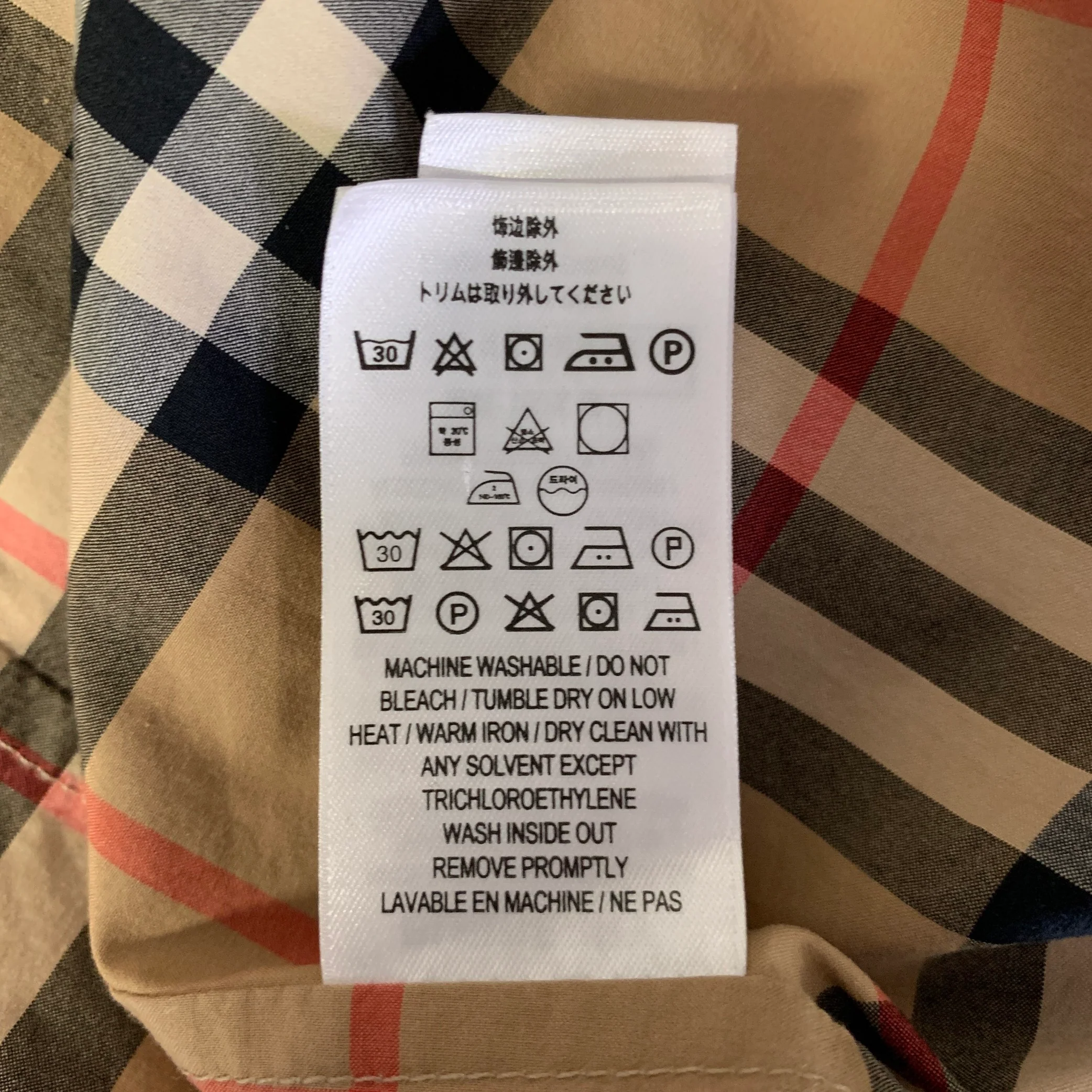 BURBERRY Size L Khaki Red Black Plaid Cotton Long Sleeve Shirt - Image 6