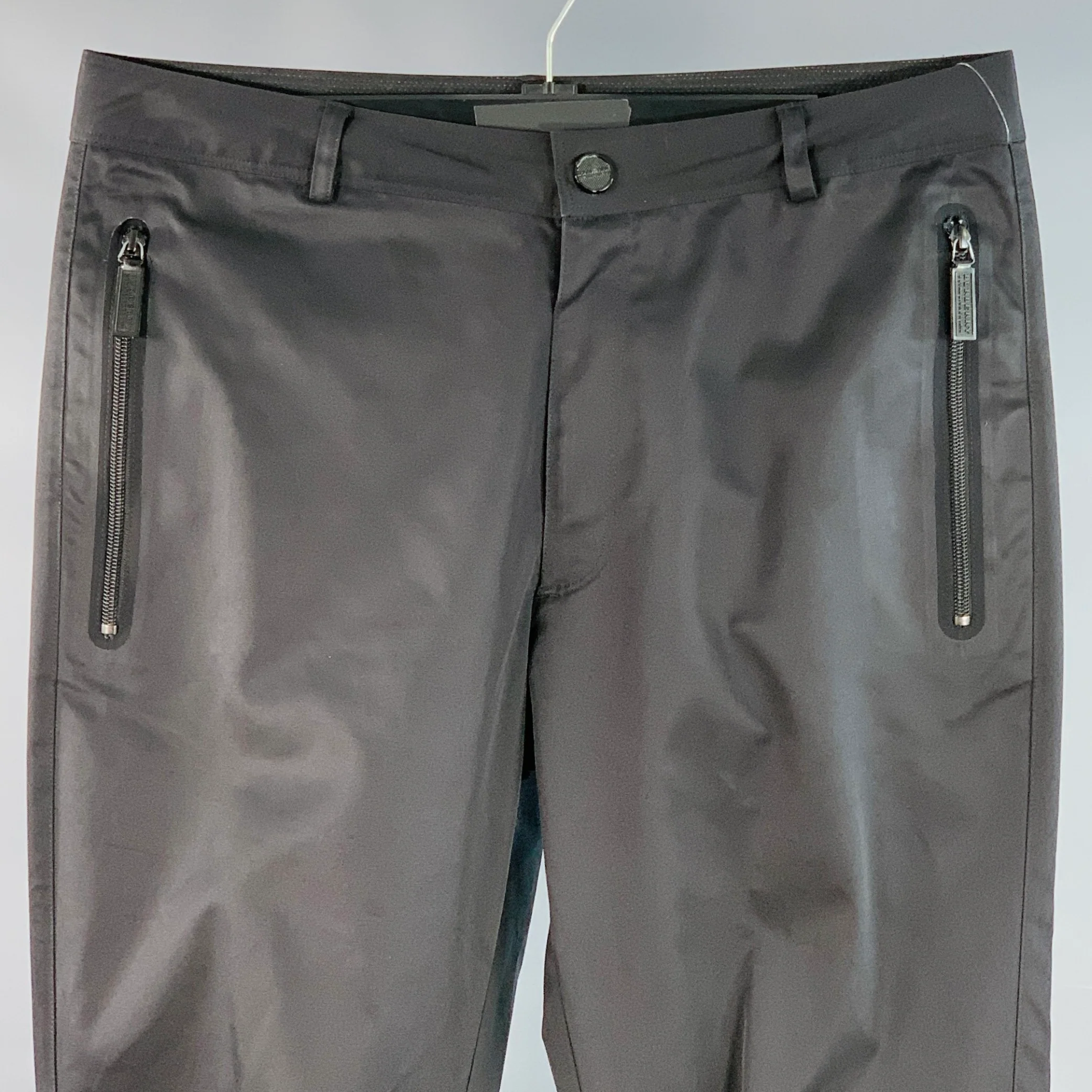 BURBERRY Size M Black Polyester Straight Zip Pockets Casual Pants - Image 2