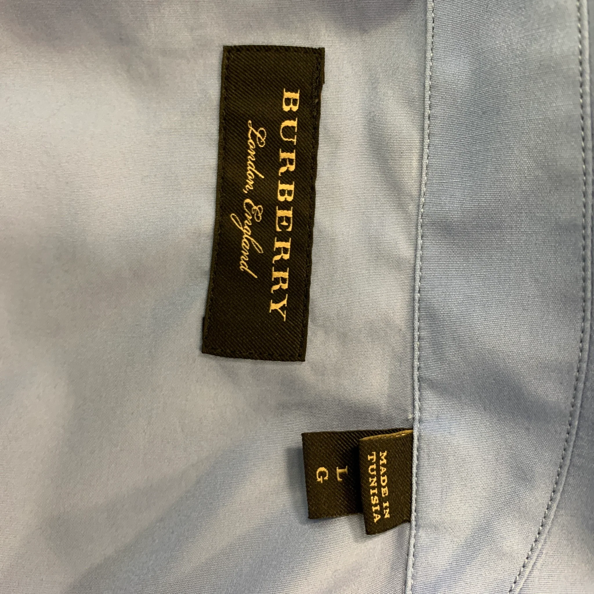 BURBERRY Size M Blue Black Solid Cotton Camp Short Sleeve Shirt - Image 4