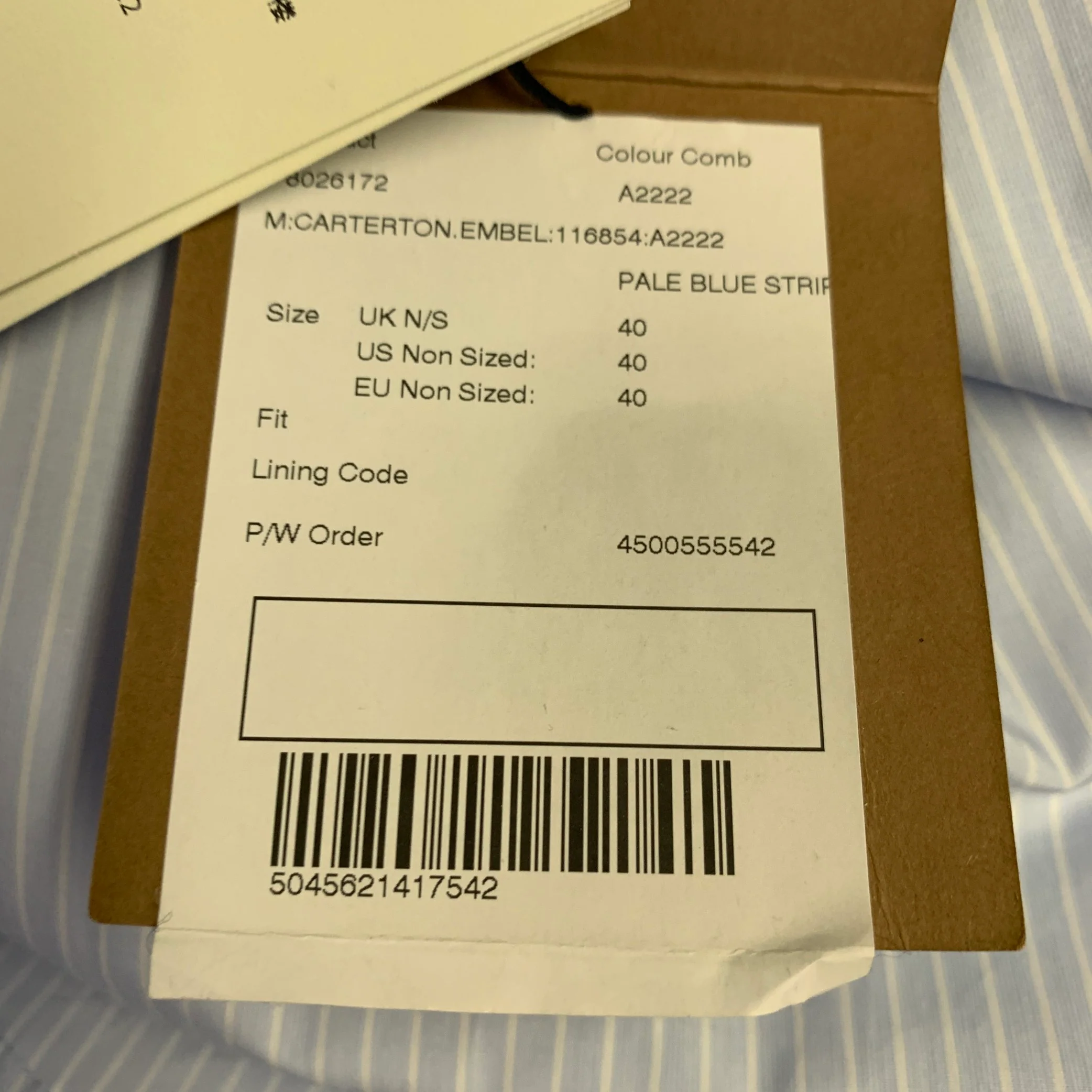 BURBERRY Size M Blue White Pinstripe Cotton Button Up Long Sleeve Shirt - Image 6