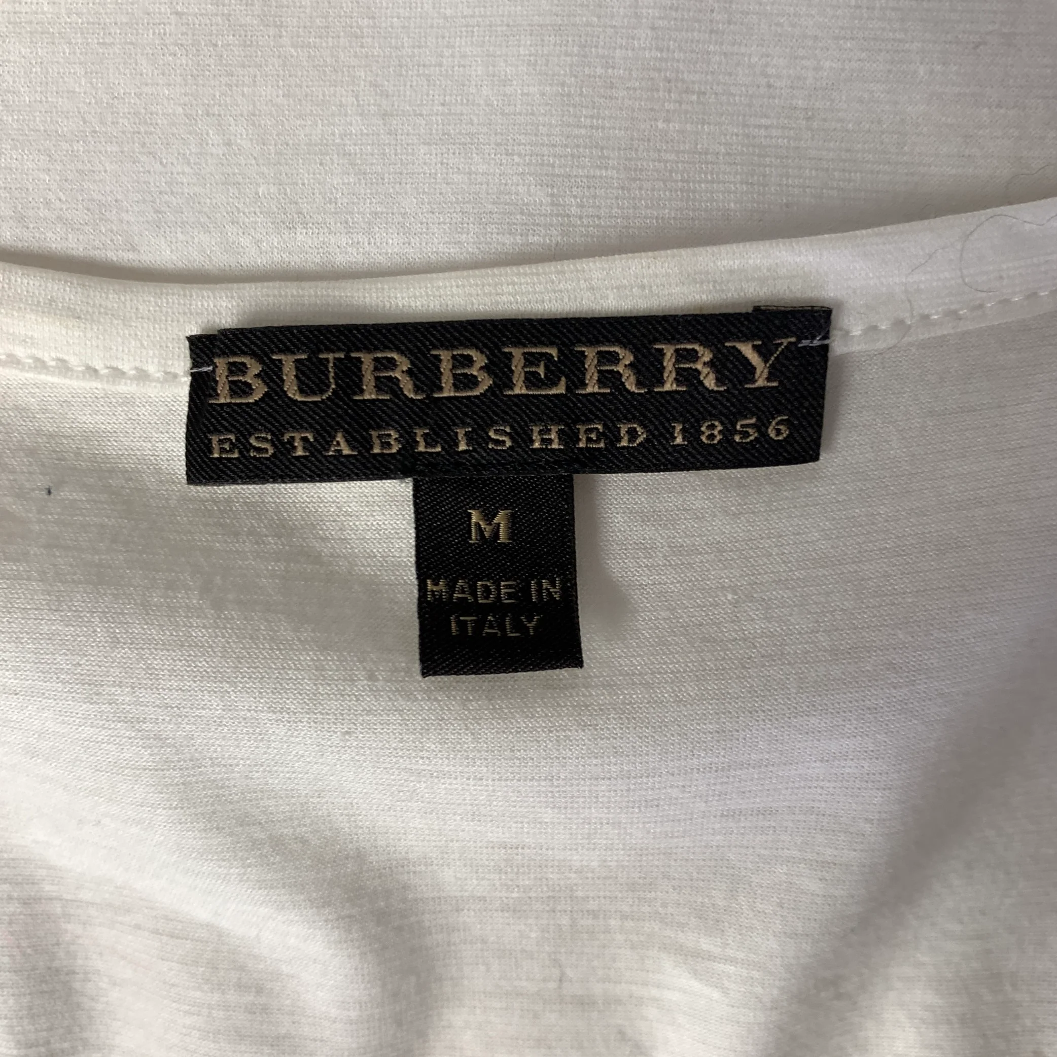 BURBERRY Size M White Ruffled Cotton Henley T shirt - Image 5