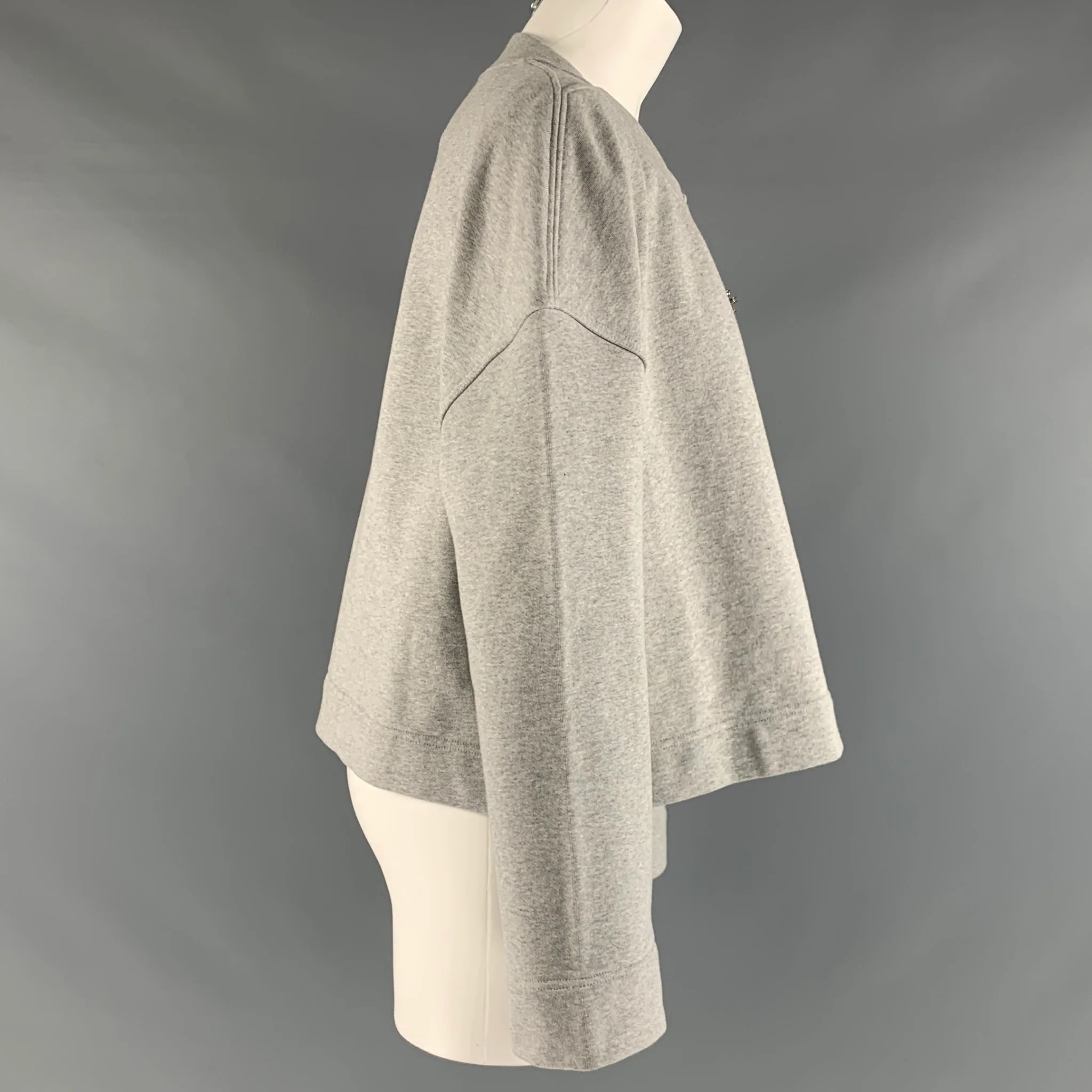 BURBERRY Size S Grey Cotton Solid Cropped Pullover - Image 3