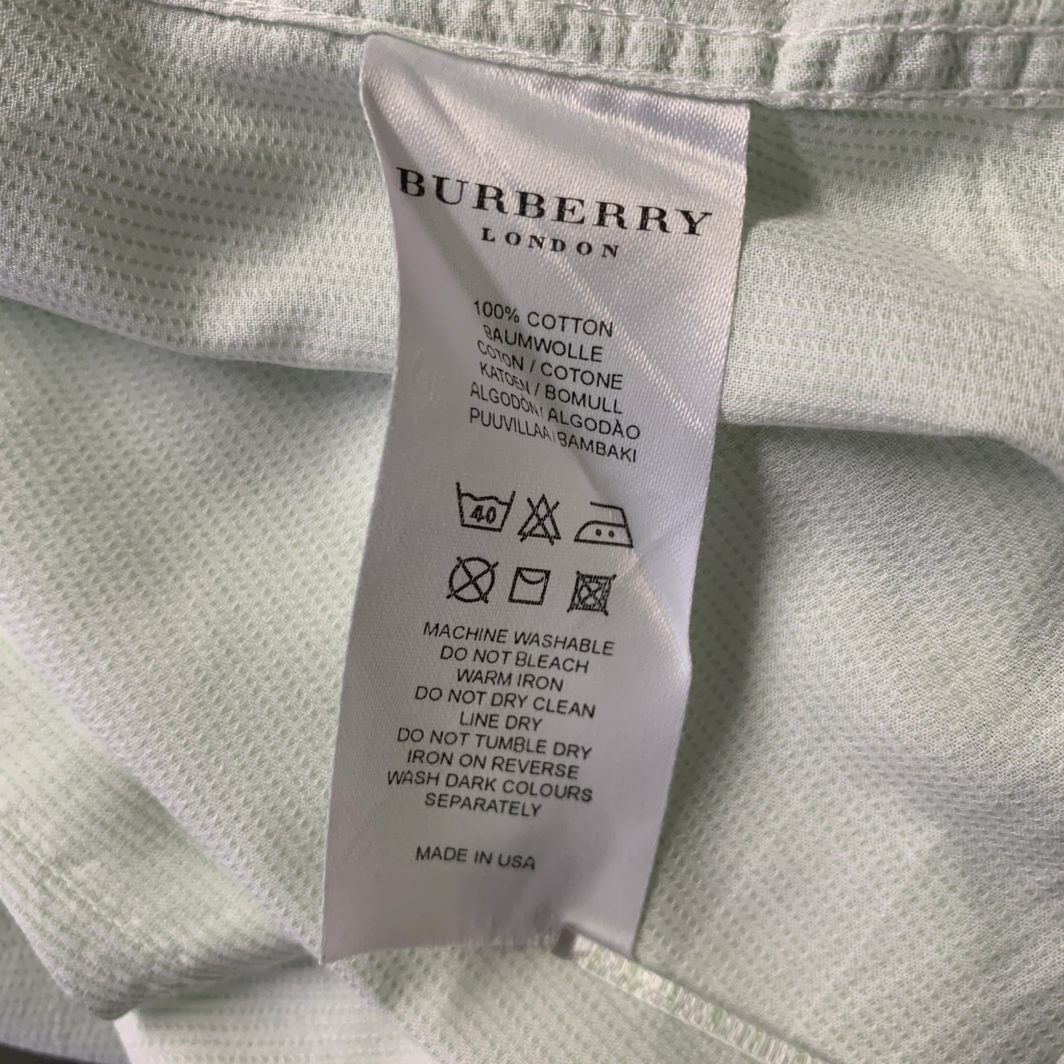 BURBERRY Size XL Green Mint Stripe Cotton Pointed Collar Long Sleeve Shirt - Image 7