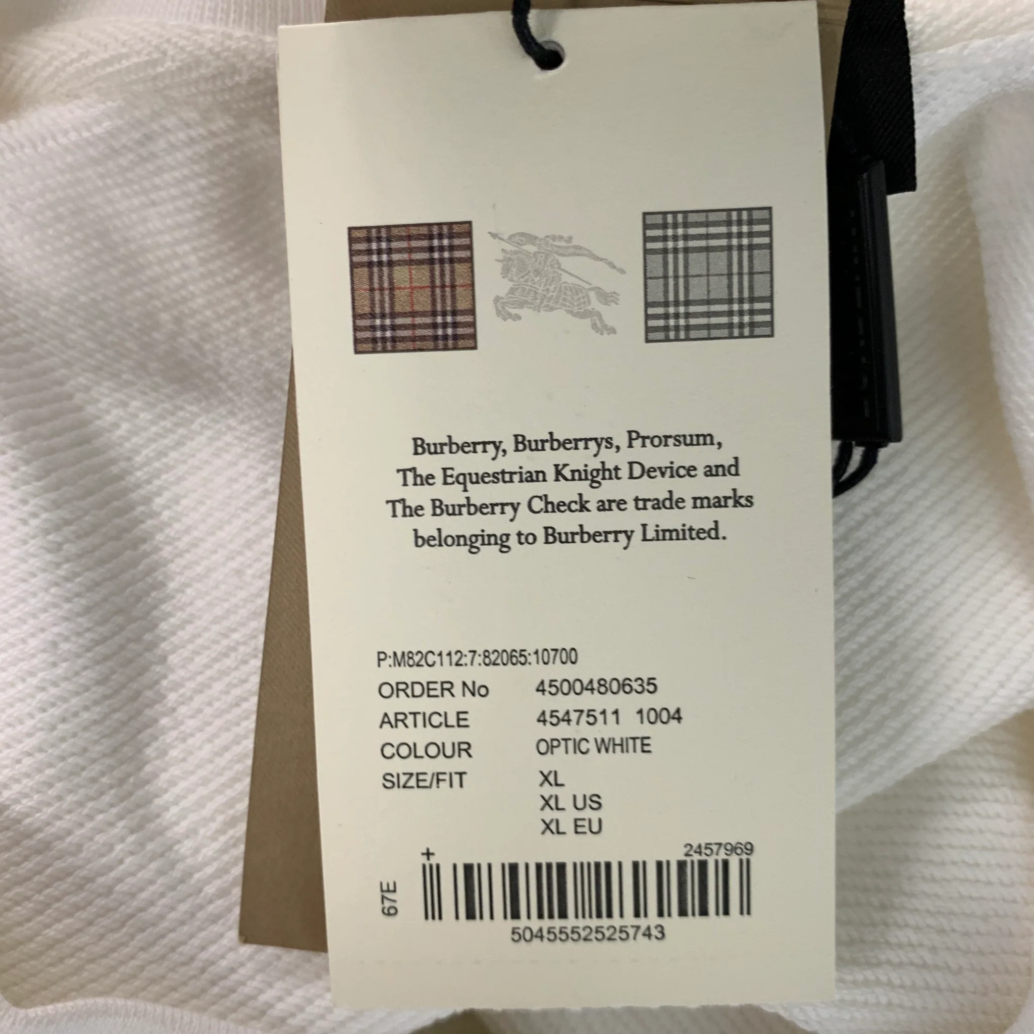 BURBERRY Size XL White Solid Cotton Cropped Sweatshirt - Image 6