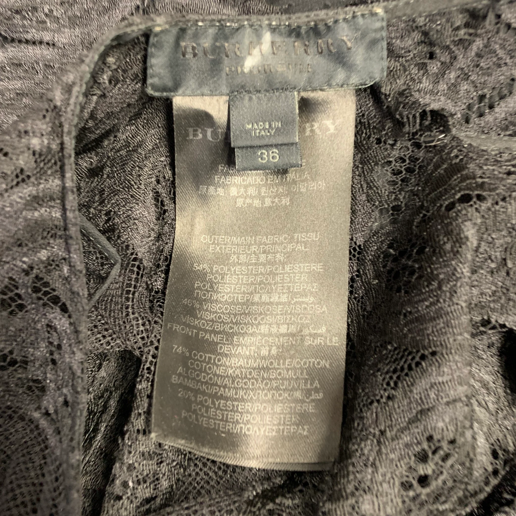 BURBERRY Size XS Black Lace Short Sleeve Drop Waist Knee Length Cocktail Dress - Image 5