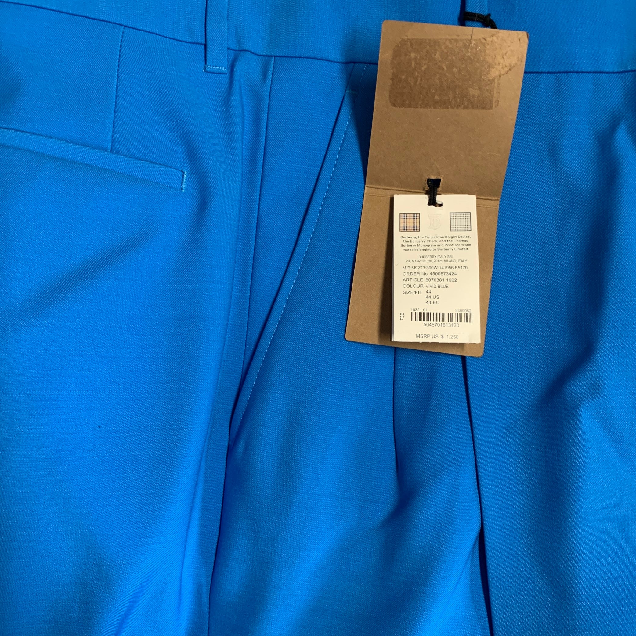 BURBERRY SS23 Size 34 Blue Wool Peak Lapel Double Breasted Suit - Image 11