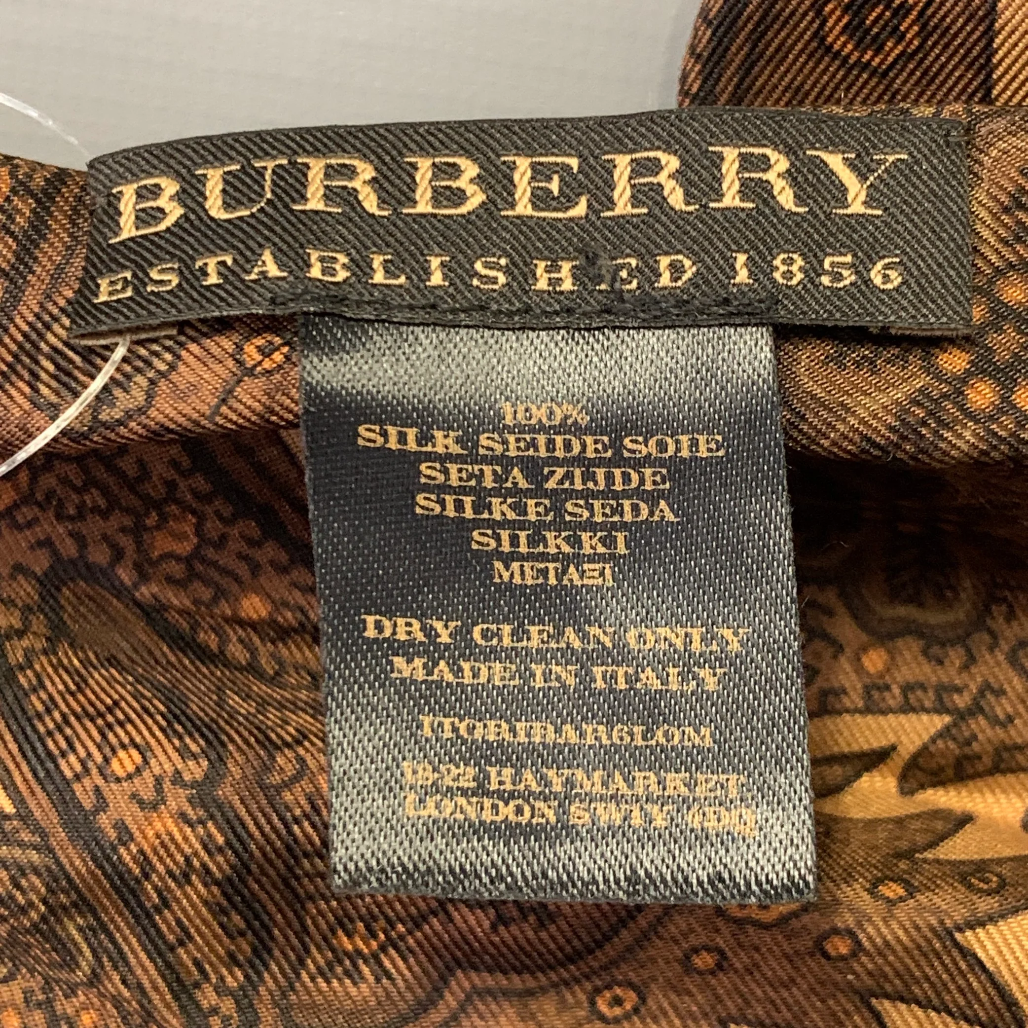 BURBERRY Tan Brown Paisley Silk Fringe Scarf - Image 3