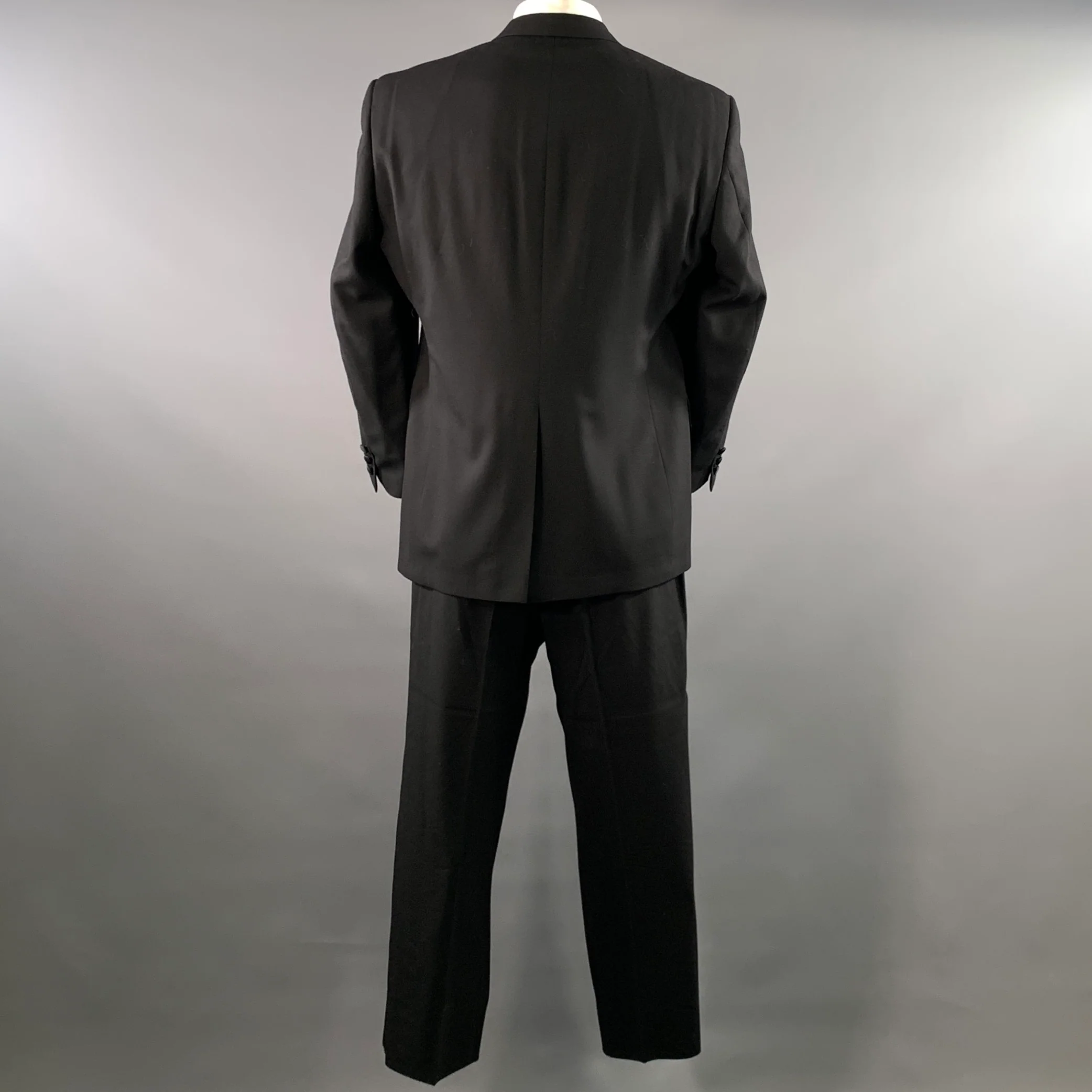 BURBERRYS Chest Size 41 Black Solid Wool 36 29 Suit - Image 4