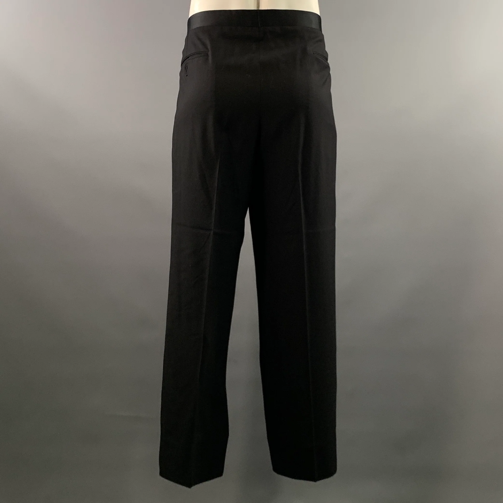 BURBERRYS Chest Size 41 Black Solid Wool 36 29 Suit - Image 6