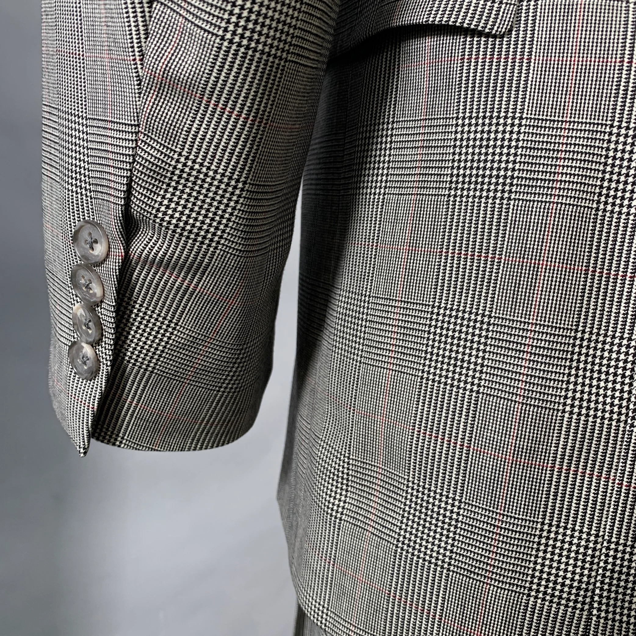 BURBERRYS Size 38 Regular Black White Glenplaid Virgin Wool Suit - Image 6