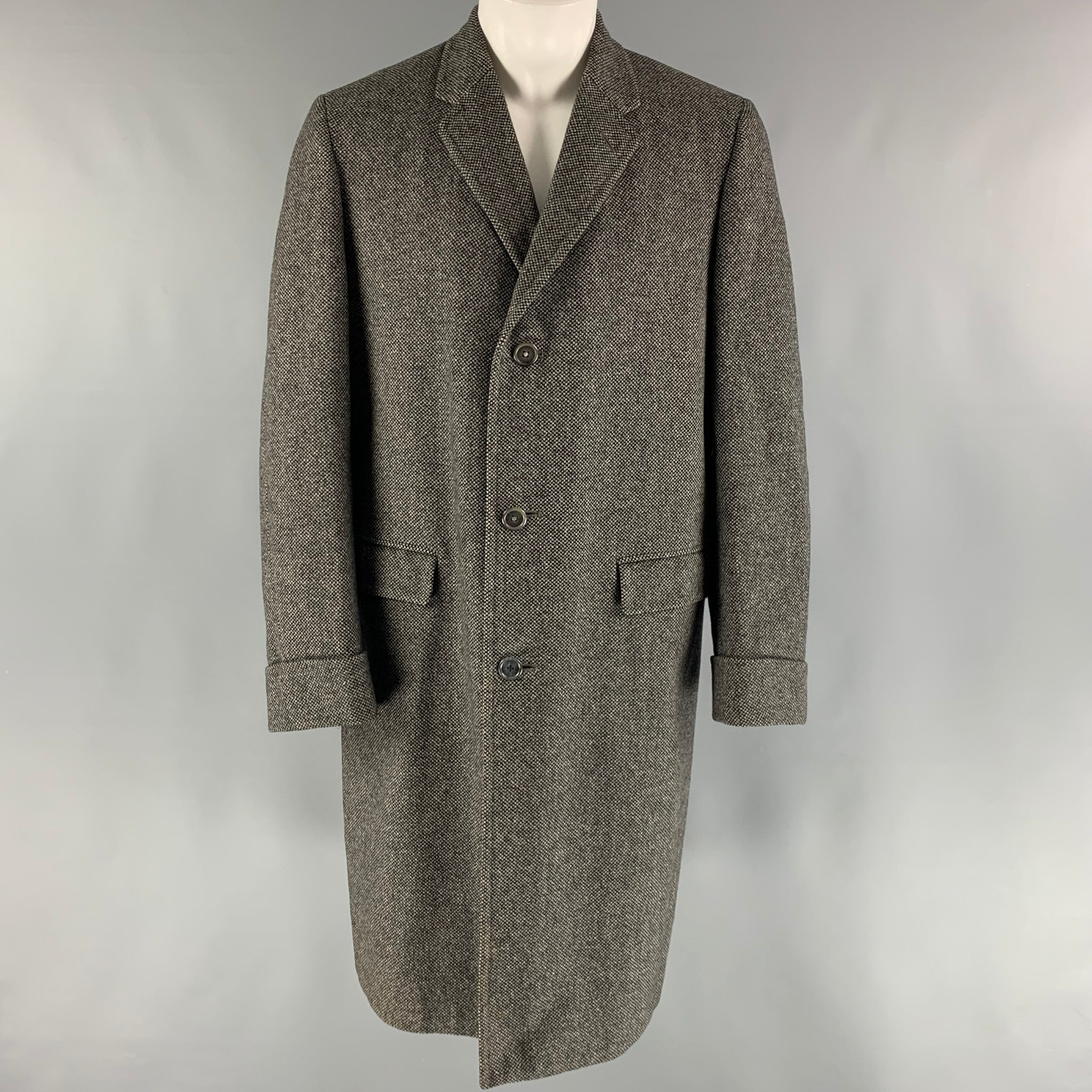 BURBERRYS Size 40 Grey Black Nailhead Wool Notch Lapel Coat