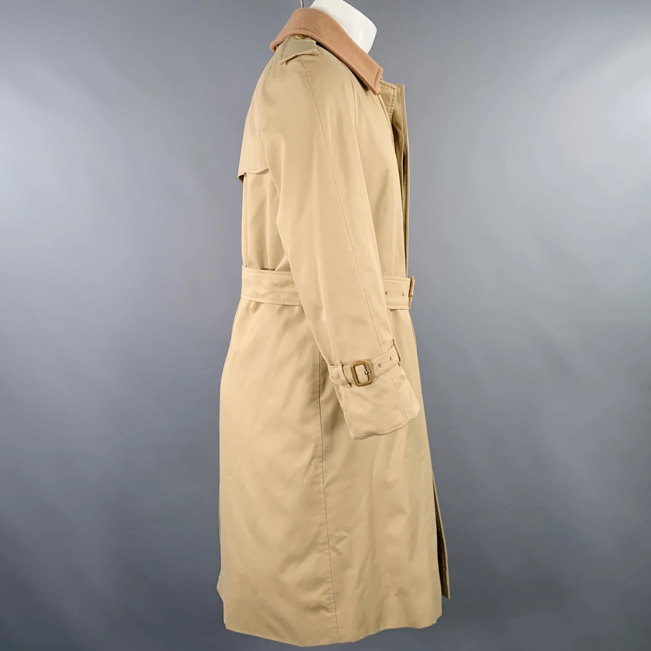 BURBERRYS Size M Beige Wool Cashmere Trench Coat - Image 3