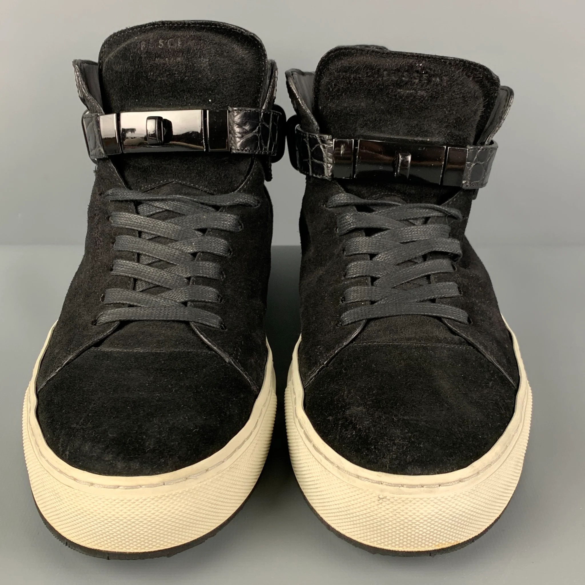 BUSCEMI Size 11 100MM Black Embossed Suede High Top Sneakers - Image 4