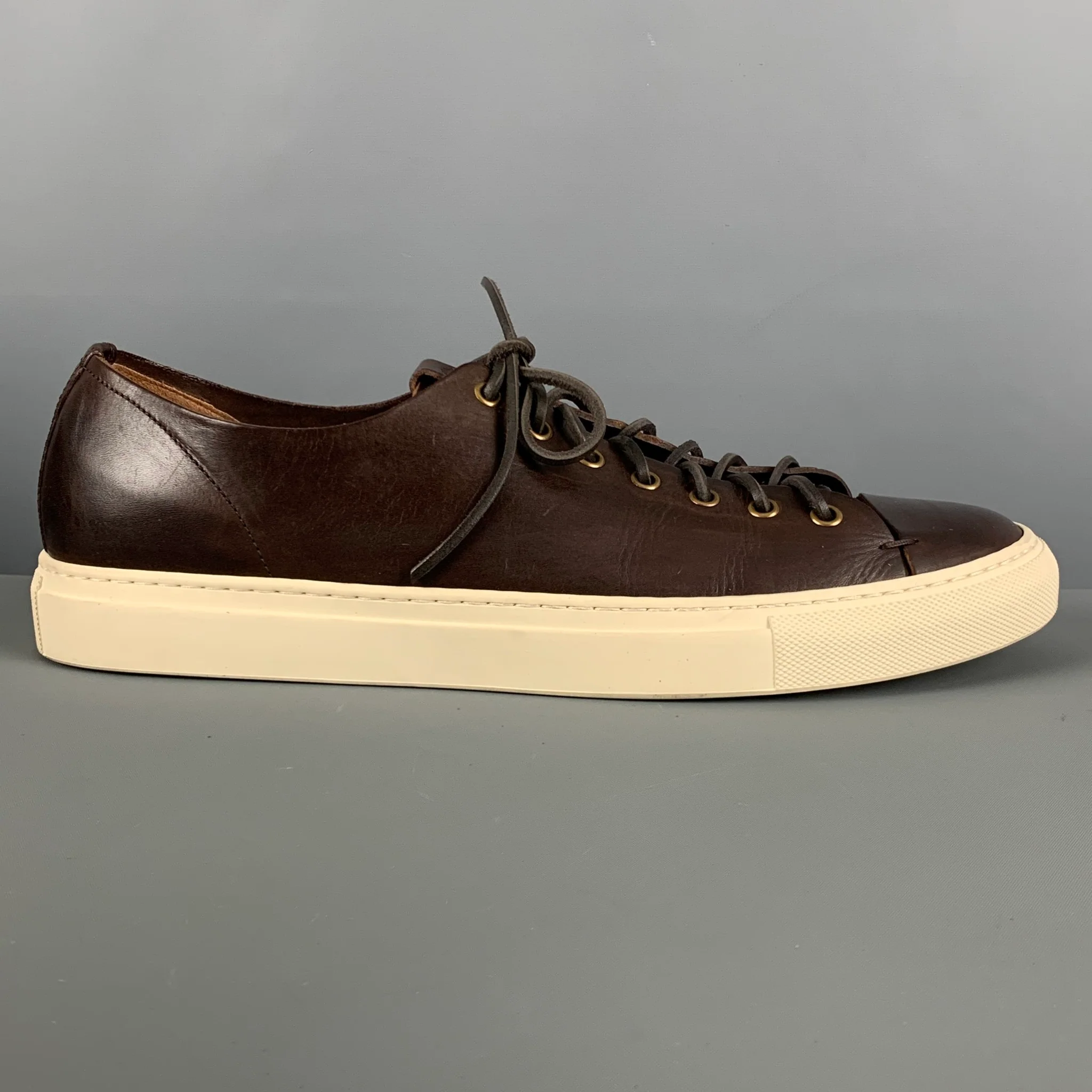 BUTTERO Size 11 Brown Cream Leather Low Top Lace Up Shoes - Image 2