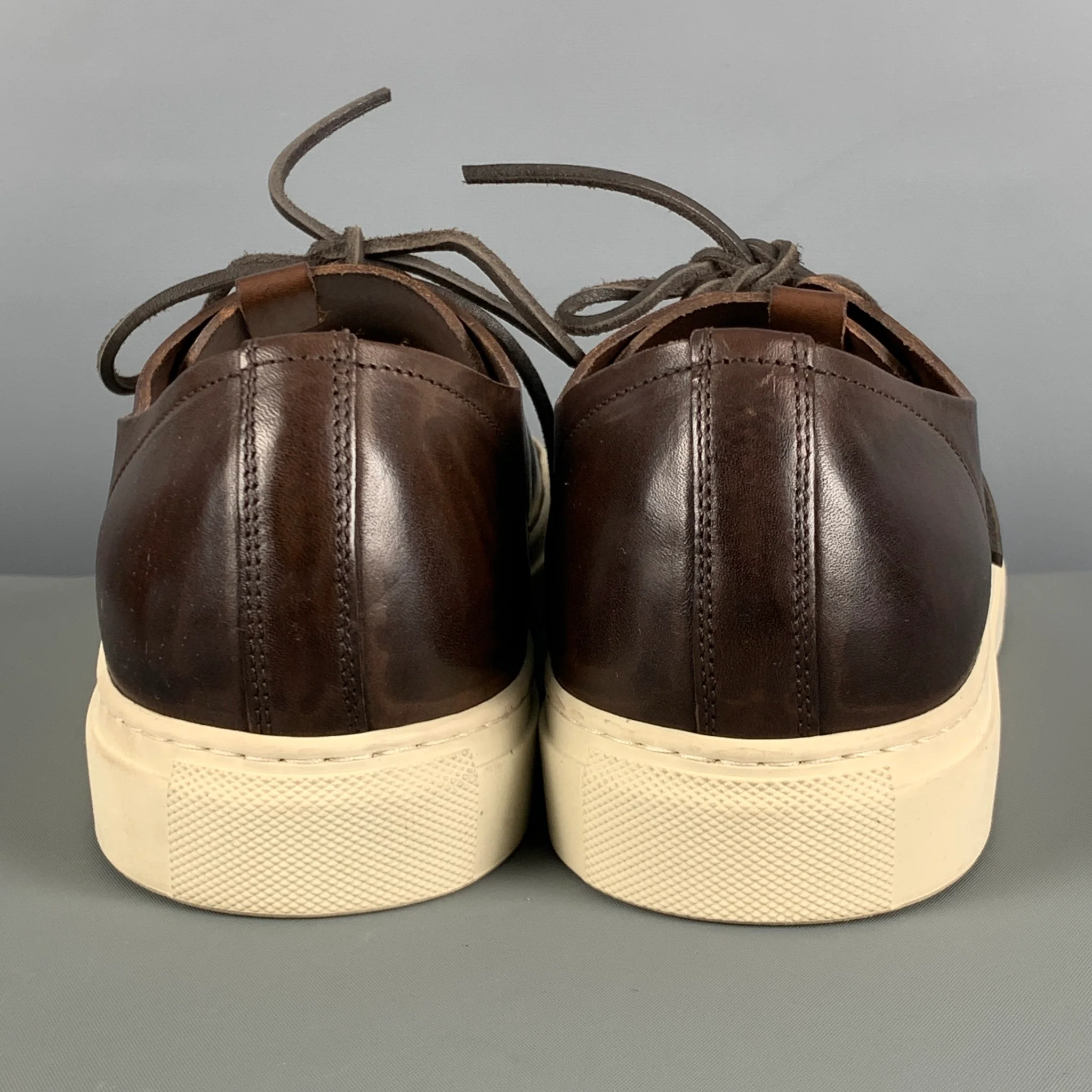 BUTTERO Size 11 Brown Cream Leather Low Top Lace Up Shoes - Image 3