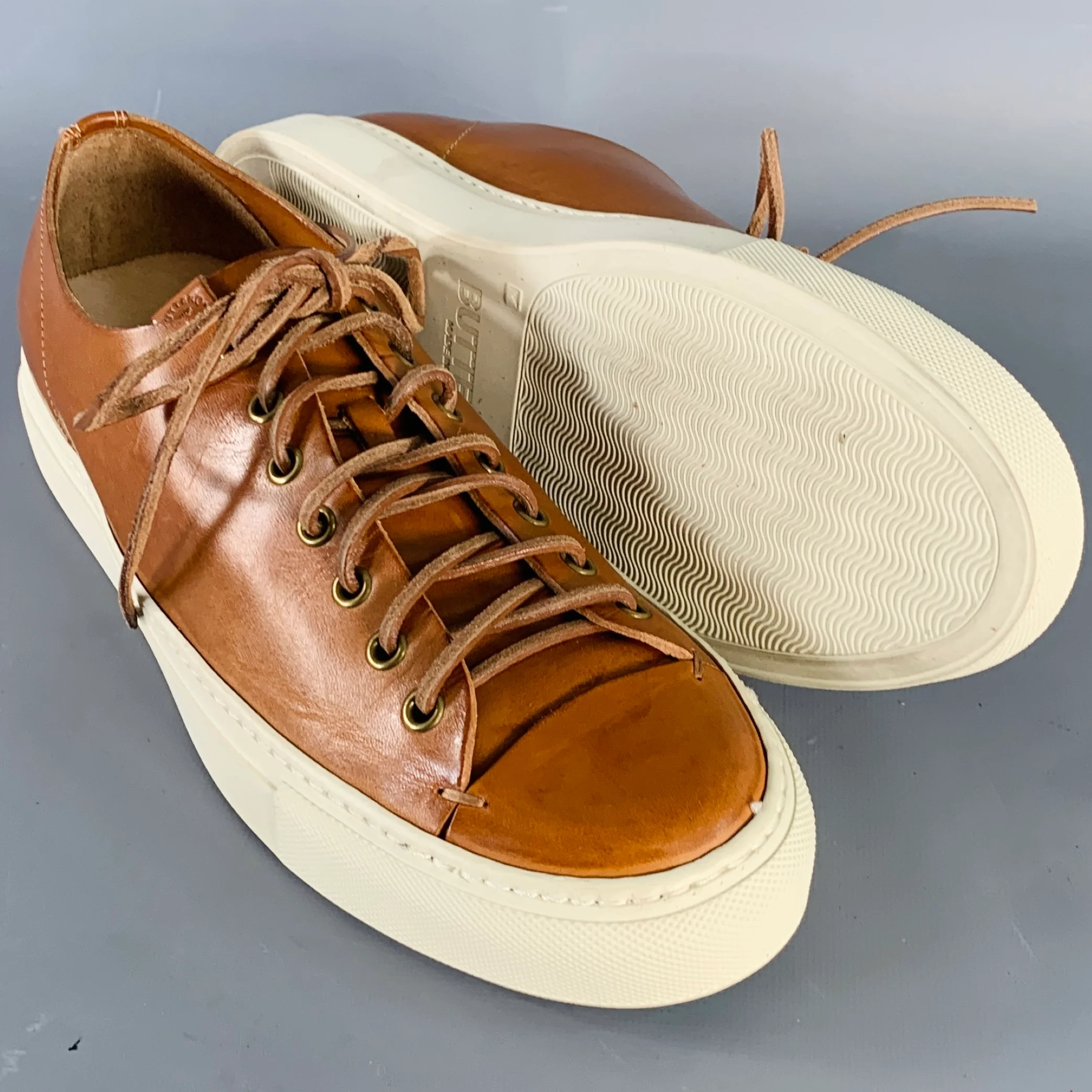 BUTTERO Size 8 Brown Leather Low Top Sneakers - Image 5