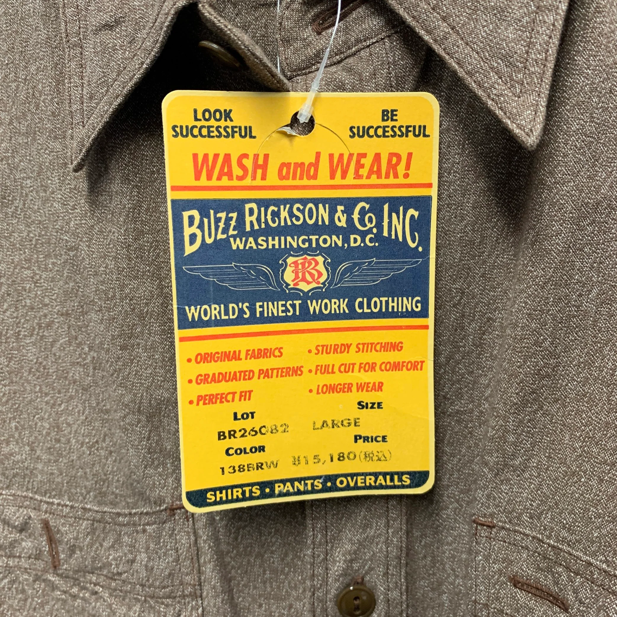 BUZZ RICKSON & CO. INC. Size L Brown Heather Cotton Long Sleeve Shirt - Image 7