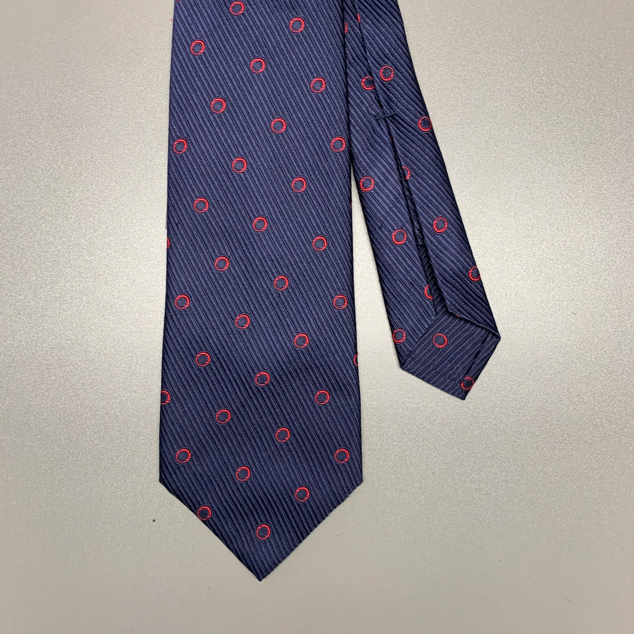BVLGARI Navy Red Polka Dot Silk Tie