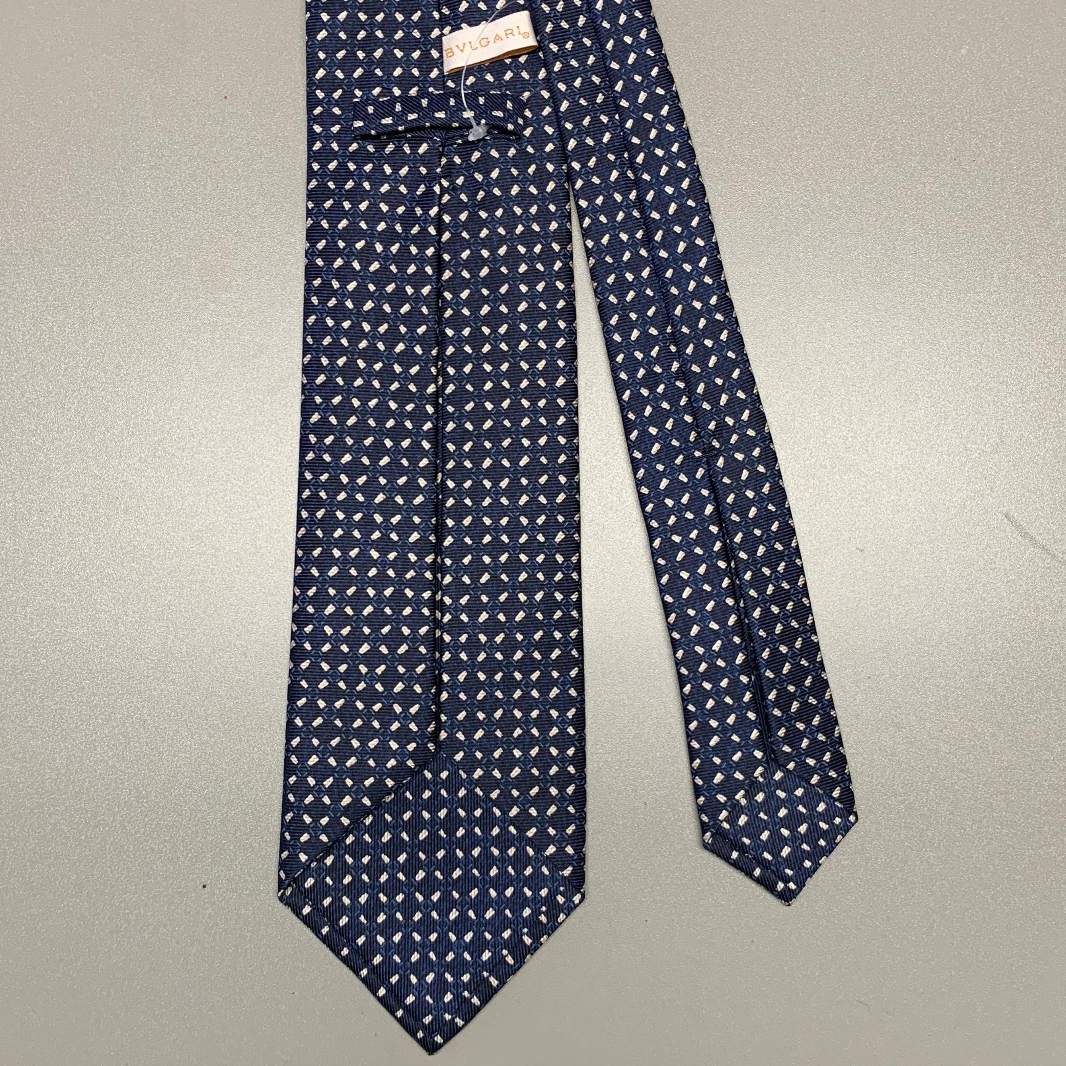 BVLGARI Navy White Polka Dot Silk Tie - Image 2