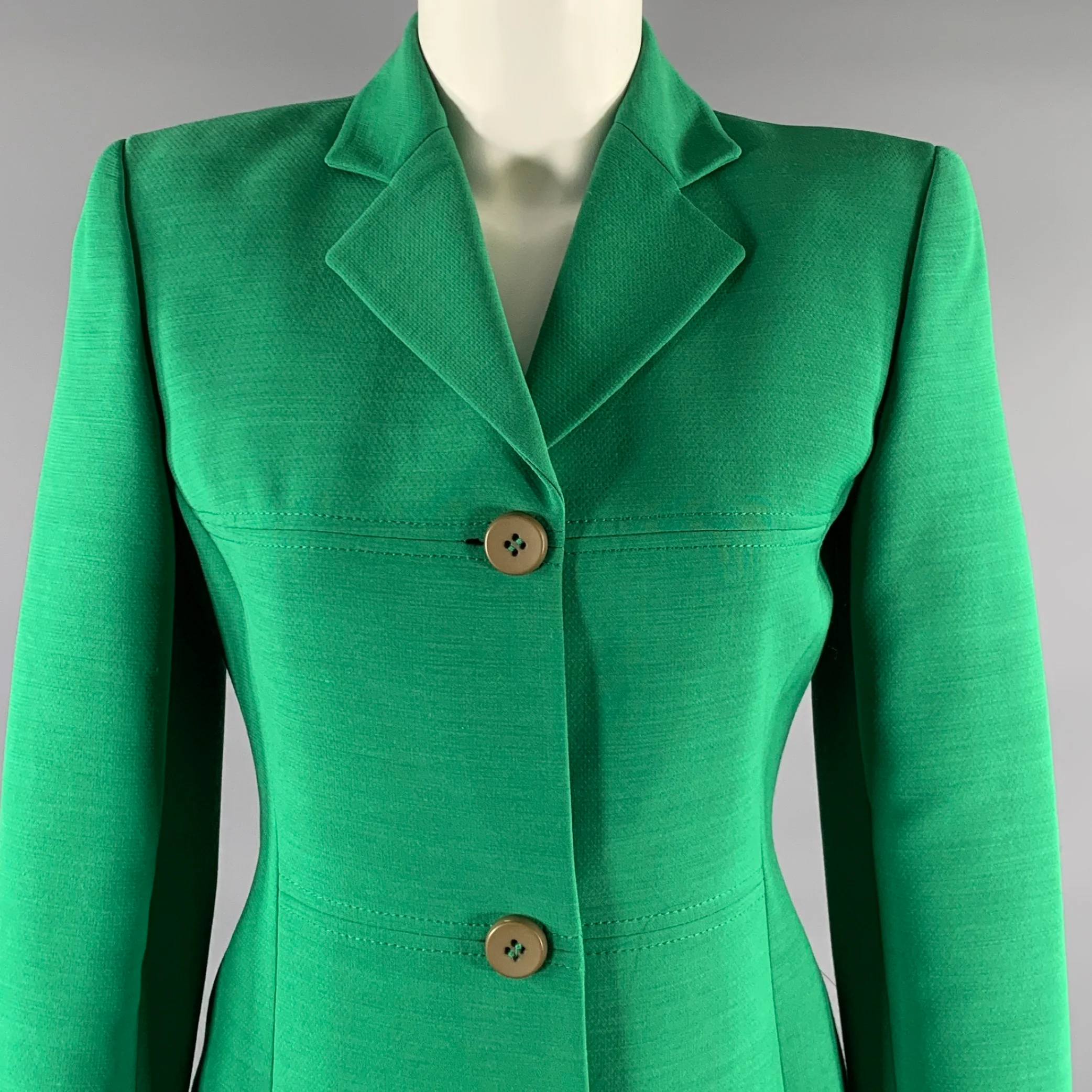 BYBLOS Size S Green Wool Blend Notch Lapel Pants Suit - Image 2
