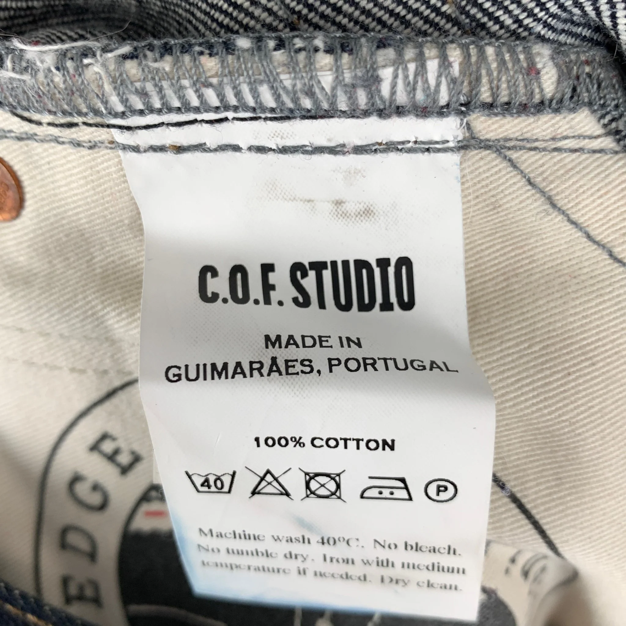 C.O.F. STUDIO Size 31 Indigo Contrast Stitch Selvedge Denim Button Fly Jeans - Image 9