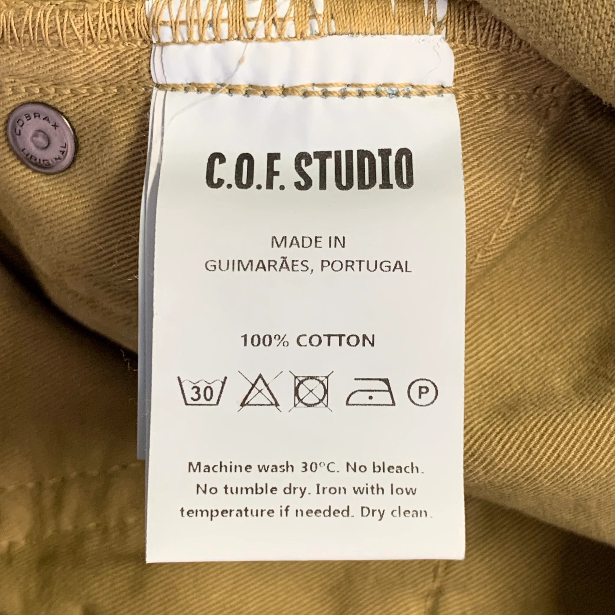 C.O.F. STUDIO Size 32 Tan Cotton Moleskin Tapered Casual Pants - Image 4
