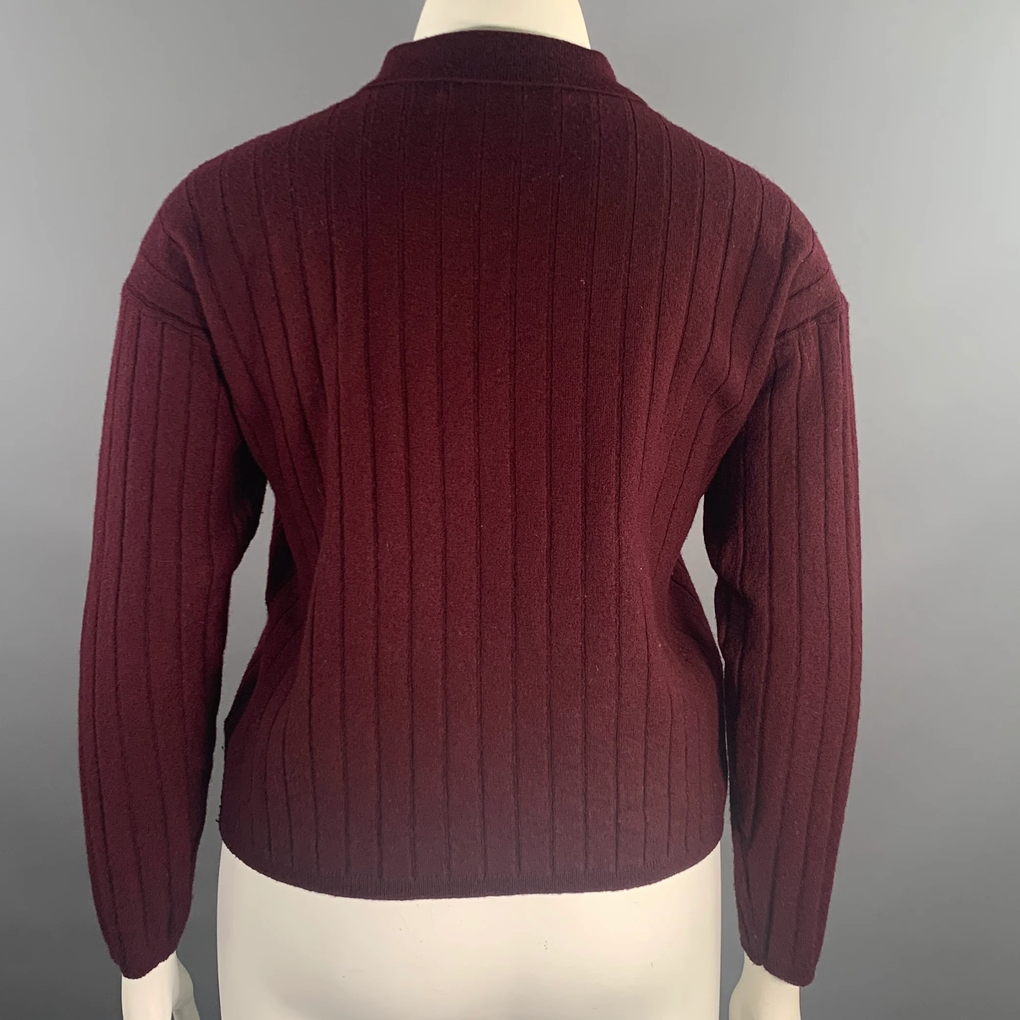 CALIFORNIA ARTS Size L Burgundy Wool Knit Button Up Sweater Womens - Image 3