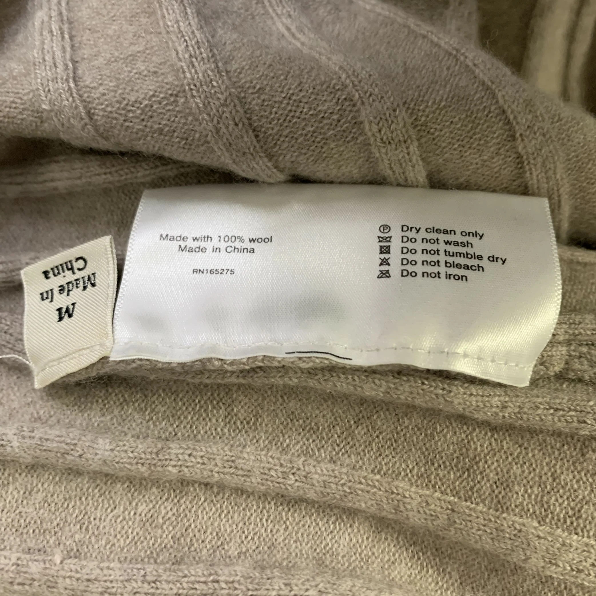 CALIFORNIA ARTS Size M Tan Wool Ribbed Knit Mock Neck Pullover Womens - Image 5