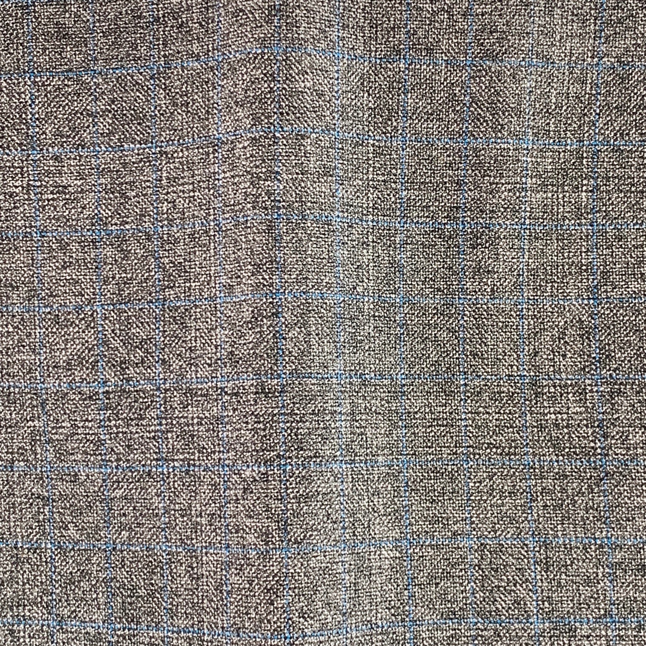 CALVIN KLEIN 205W39NYC Size 36 Grey Blue Grid Wool Flat Front Zip Fly Dress Pants - Image 2