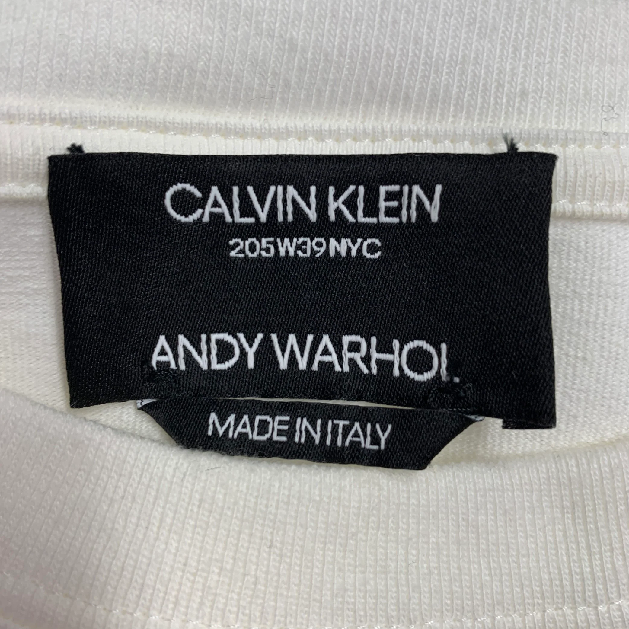 CALVIN KLEIN 205W39NYC Size S Electric Chair White Red Print Cotton One Pocket T-shirt - Image 8