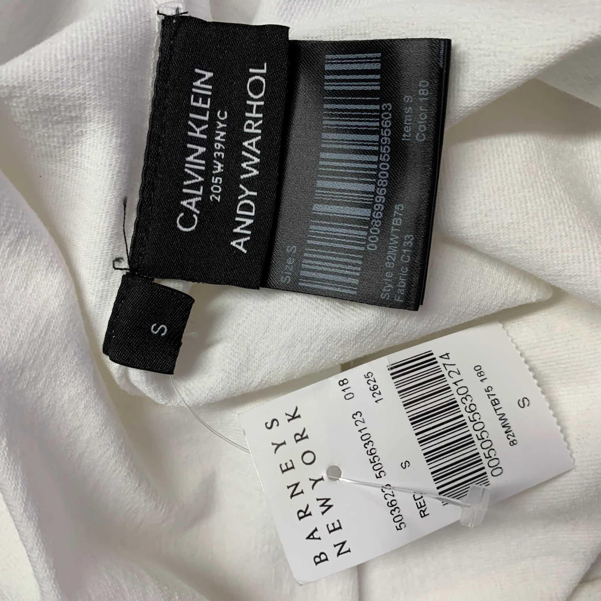 CALVIN KLEIN 205W39NYC Size S Electric Chair White Red Print Cotton One Pocket T-shirt - Image 9