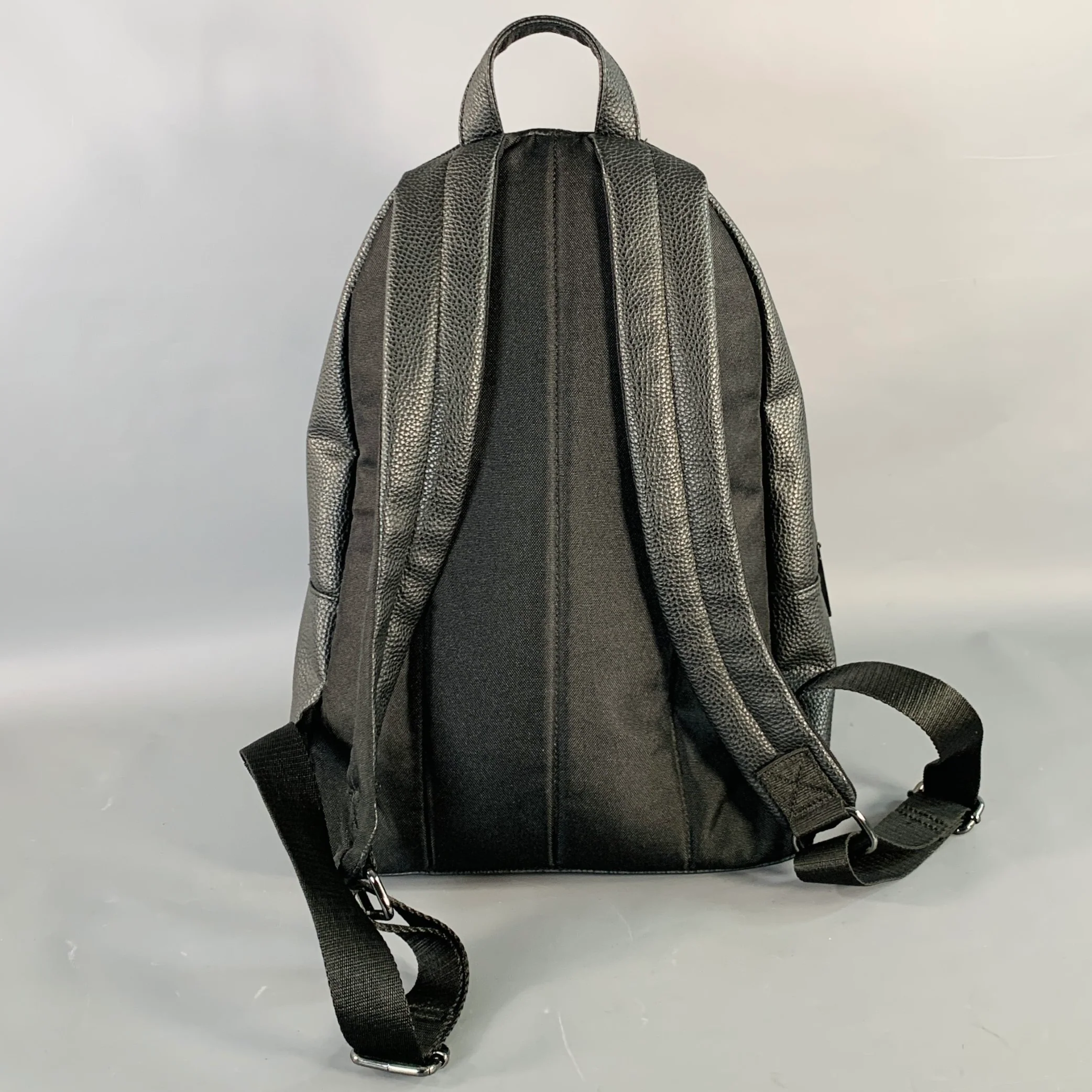 CALVIN KLEIN Black Pebble Grain Leather Backpack - Image 4