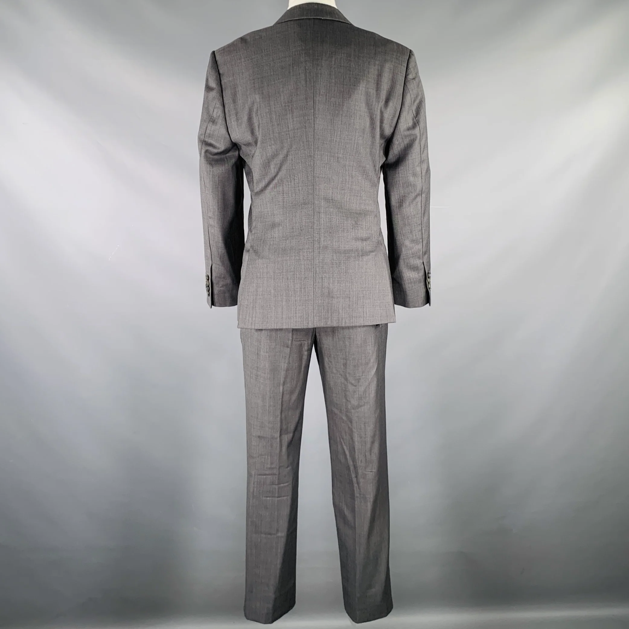 CALVIN KLEIN COLLECTION Size 34 Grey Wool Notch Lapel Suit - Image 3