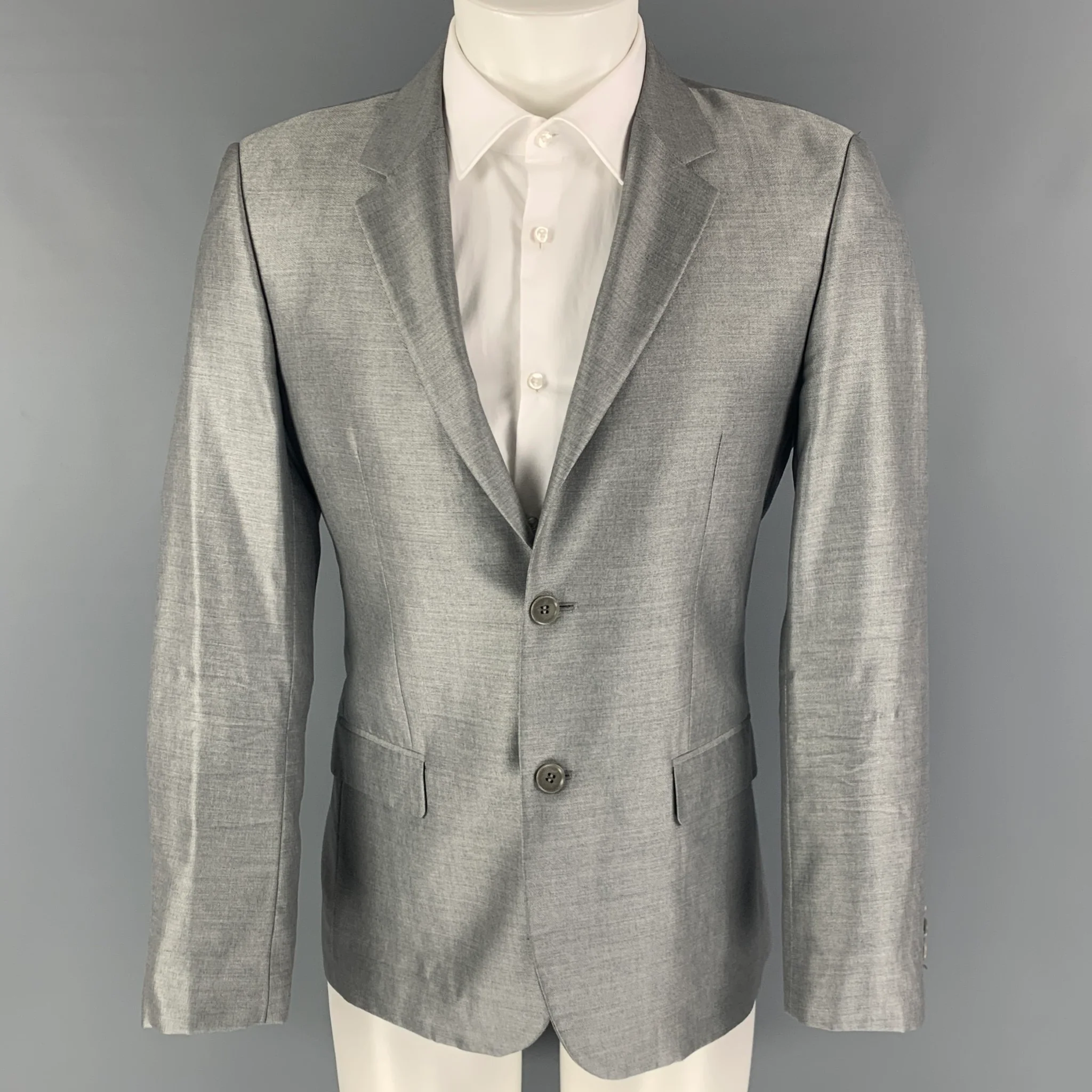 CALVIN KLEIN COLLECTION Size 36 Grey Notch Lapel Sport Coat