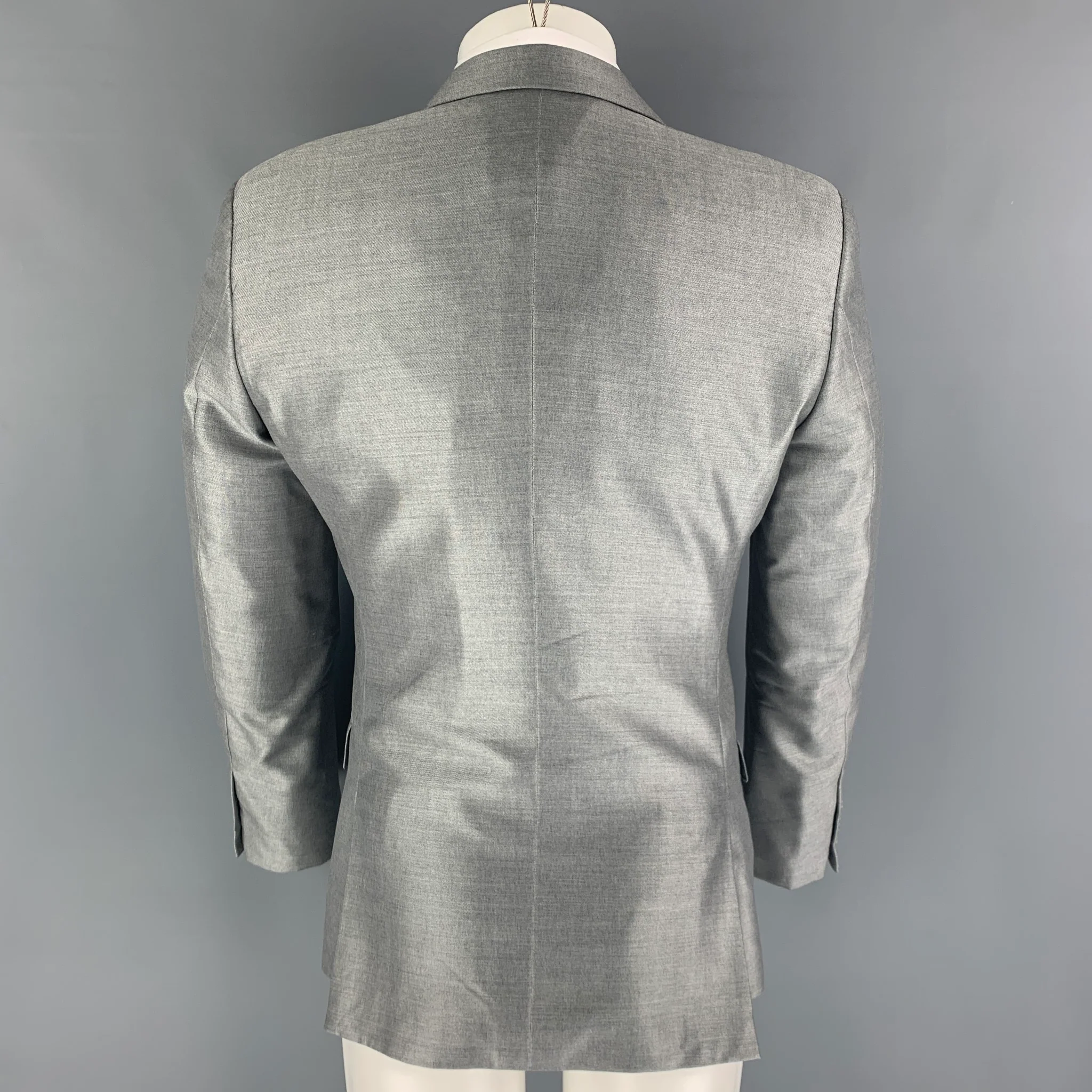 CALVIN KLEIN COLLECTION Size 36 Grey Notch Lapel Sport Coat - Image 3