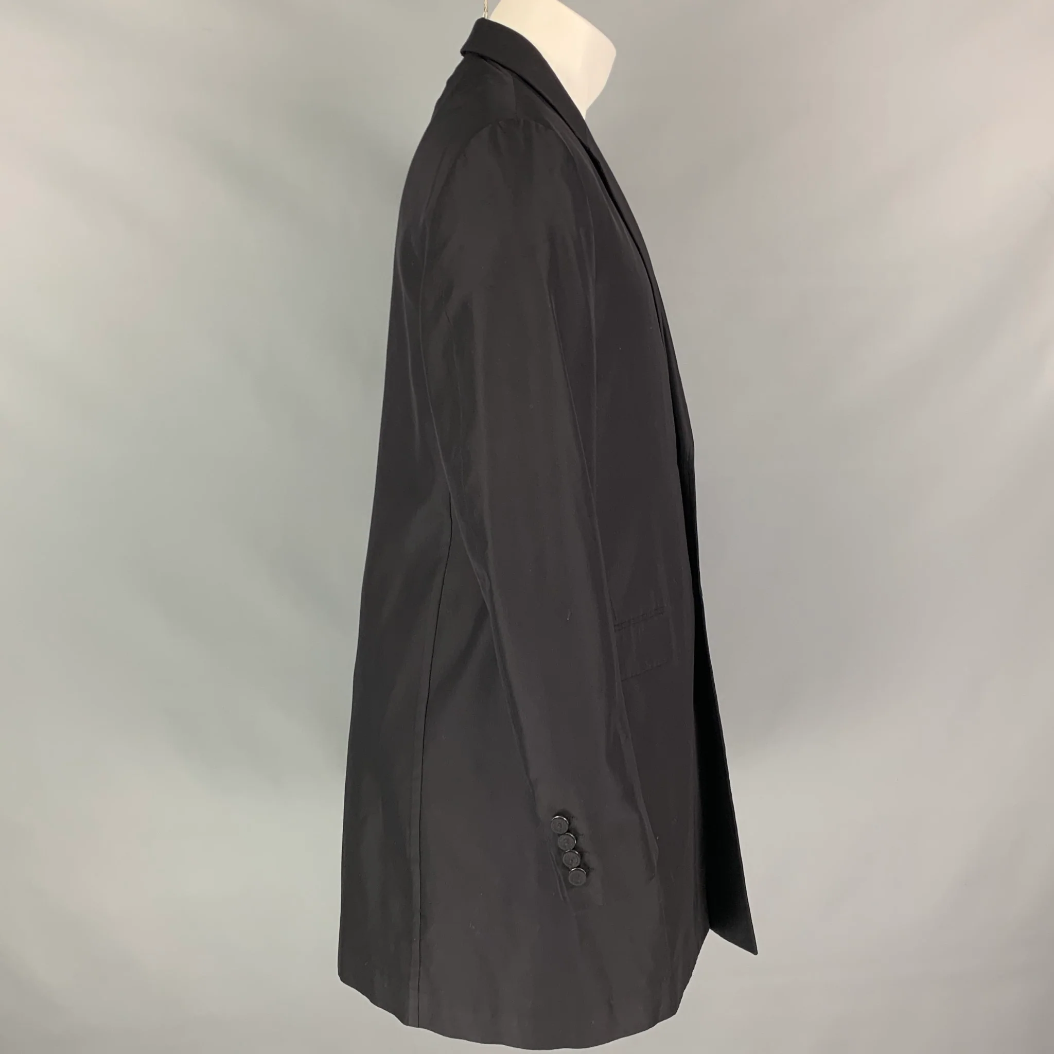 CALVIN KLEIN COLLECTION Size 38 Black Silk Lightweight Coat - Image 2